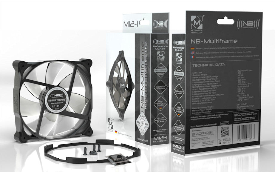 Black Noise Blocker 120x120x25mm NB Multiframe M12 P - High Performance Cooling Fan for PC, Server & Industrial Equipment - Perfect for Gaming Rigs, Data Centers & HVAC Systems