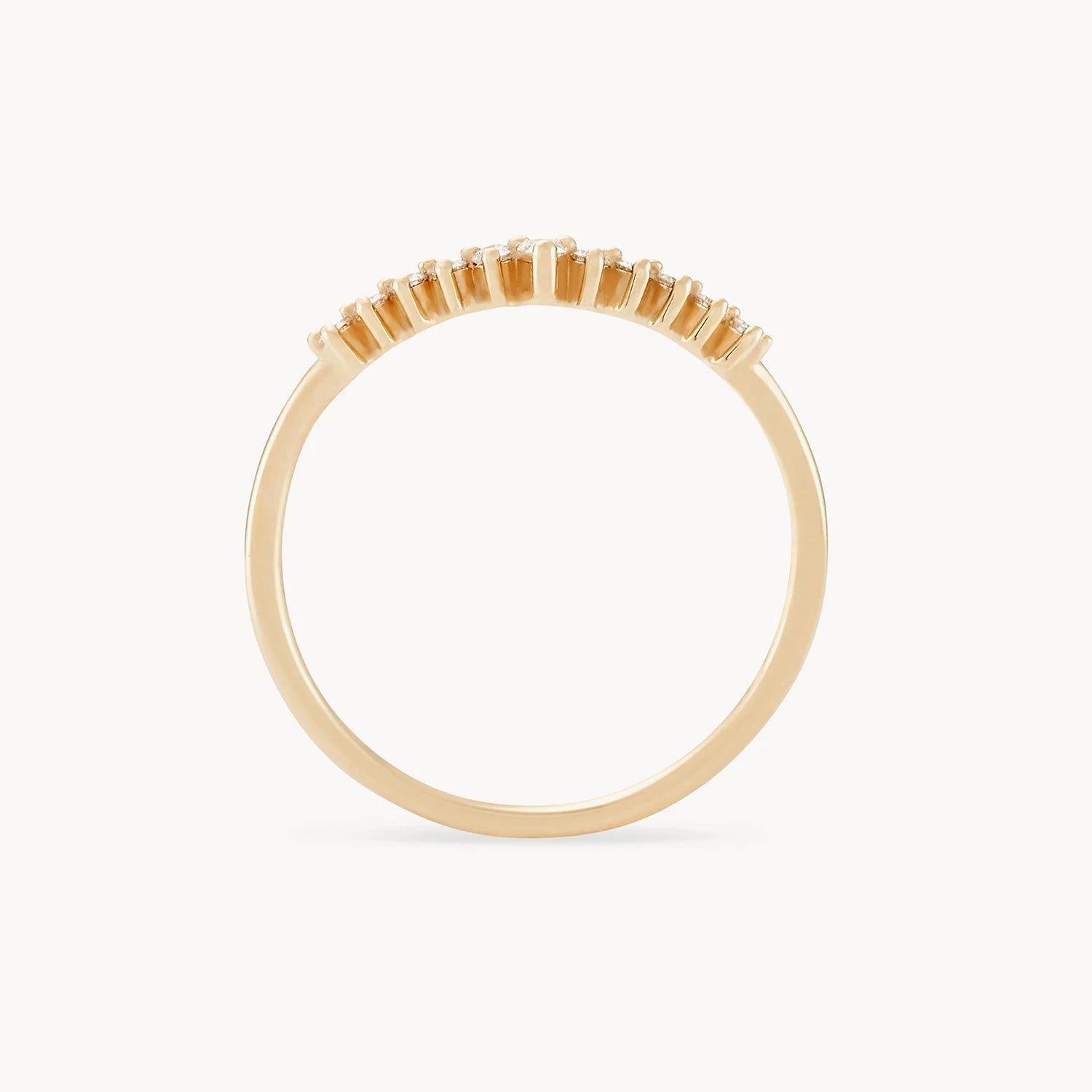 14K Yellow Gold Sunbeam Ring with White Diamonds - Elegant Jewelry for Weddings, Anniversaries & Special Occasions