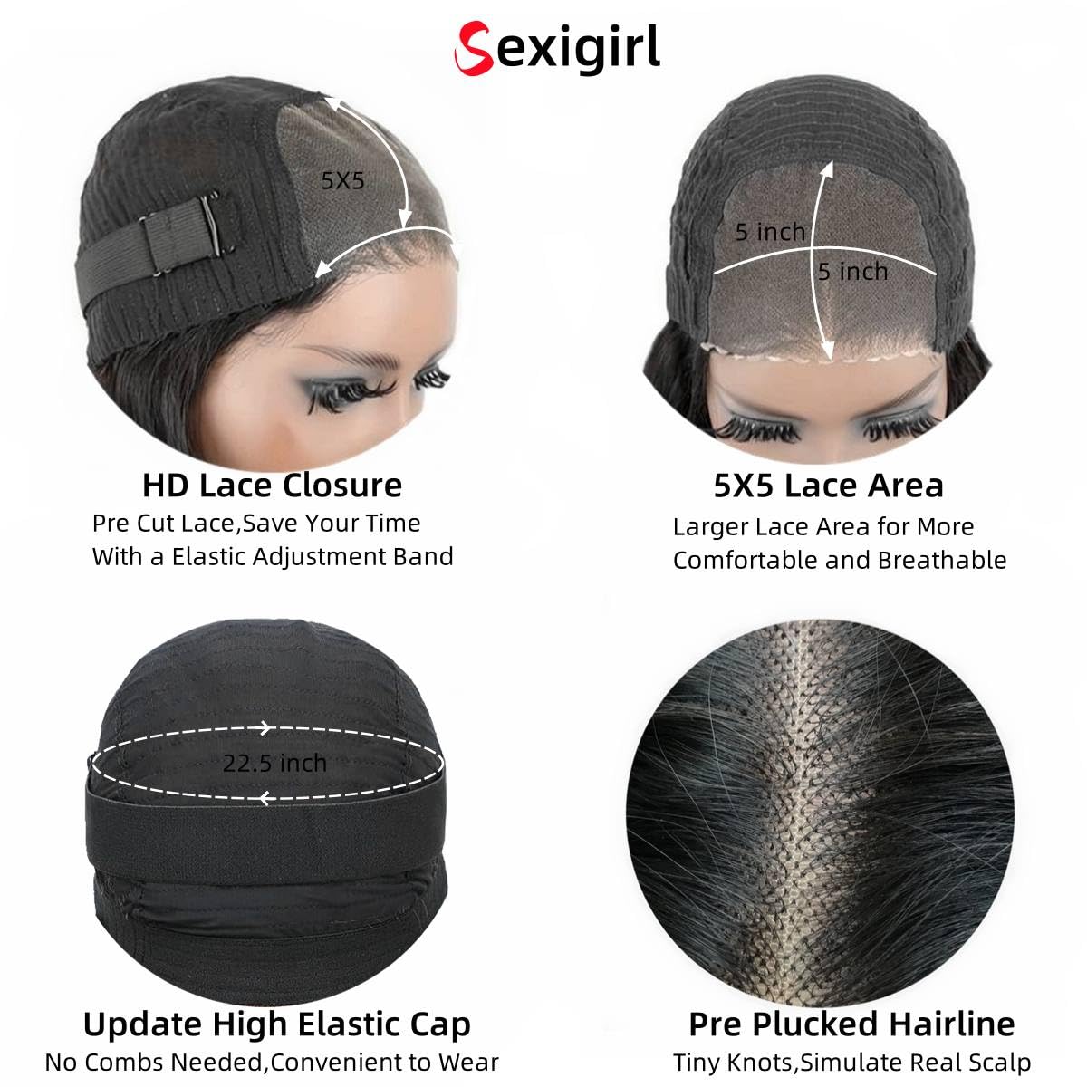 5x5 HD Lace Glueless Human Hair Wigs - Pre Plucked & Pre Cut Body Wave 28 Inch 180% Density Natural Black Lace Front Wig for Black Women | Perfect for Daily Wear, Special Occasions & Protective Styling