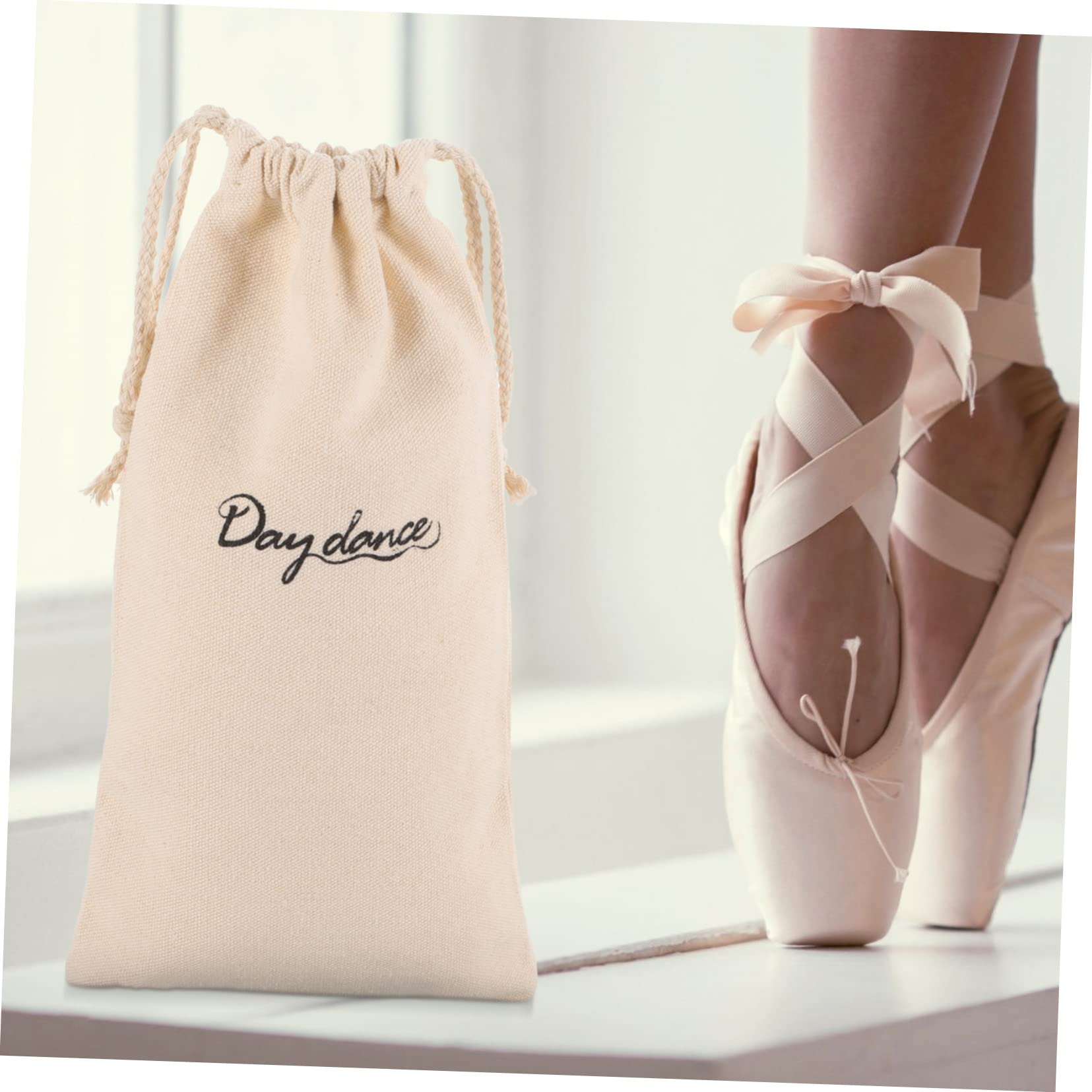 INOOMP Drawstring Canvas Ballet Dance Shoe Bag - Lightweight Storage & Carrying Pouch for Ballet, Jazz, Tap Shoes - Perfect for Dance Classes, Rehearsals & Travel