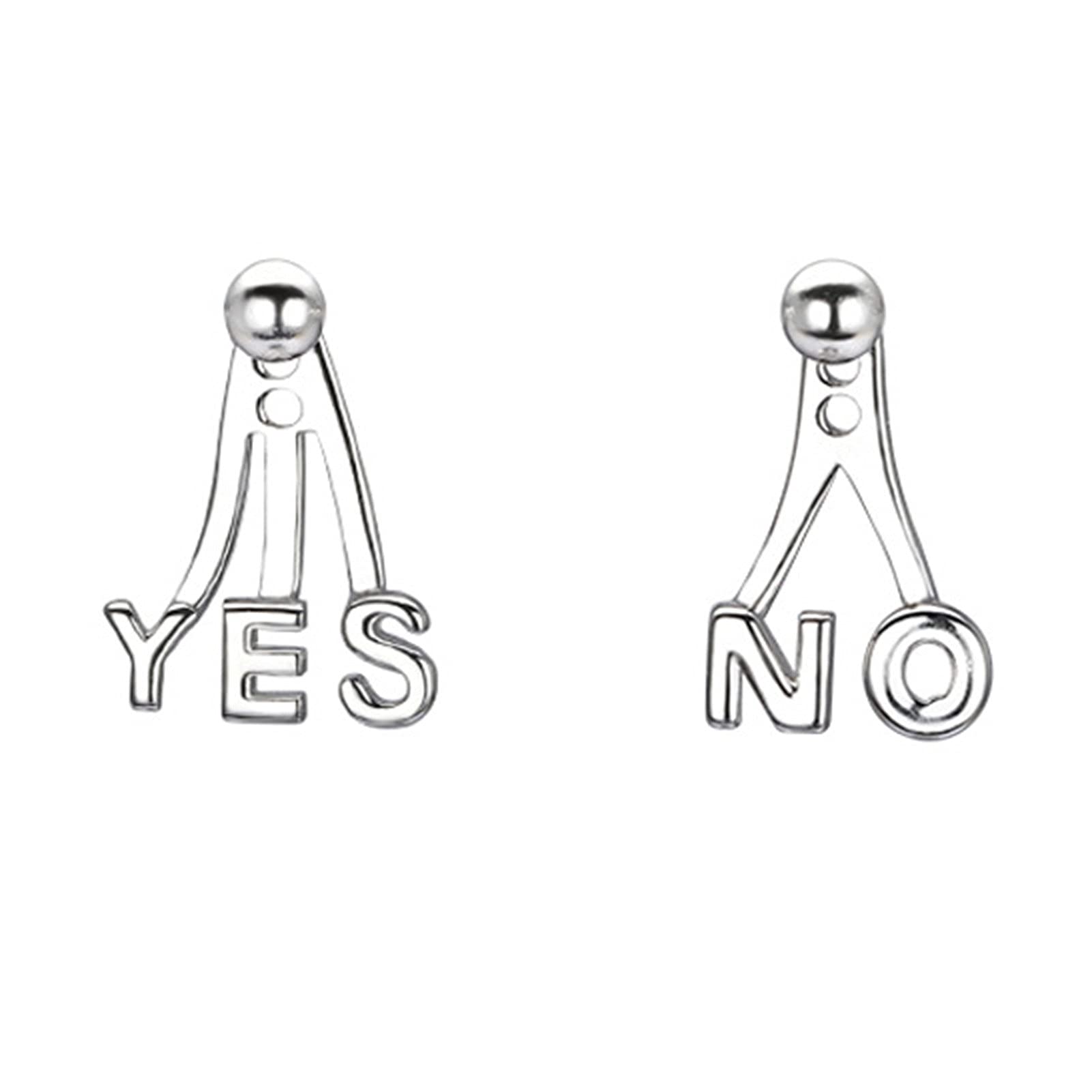 Hislaves Fashion Women's Earrings - 1 Pair Asymmetrical English Letter Stud Earrings for Women & Girls, Lightweight Jewelry for Dating, Parties & Everyday Wear