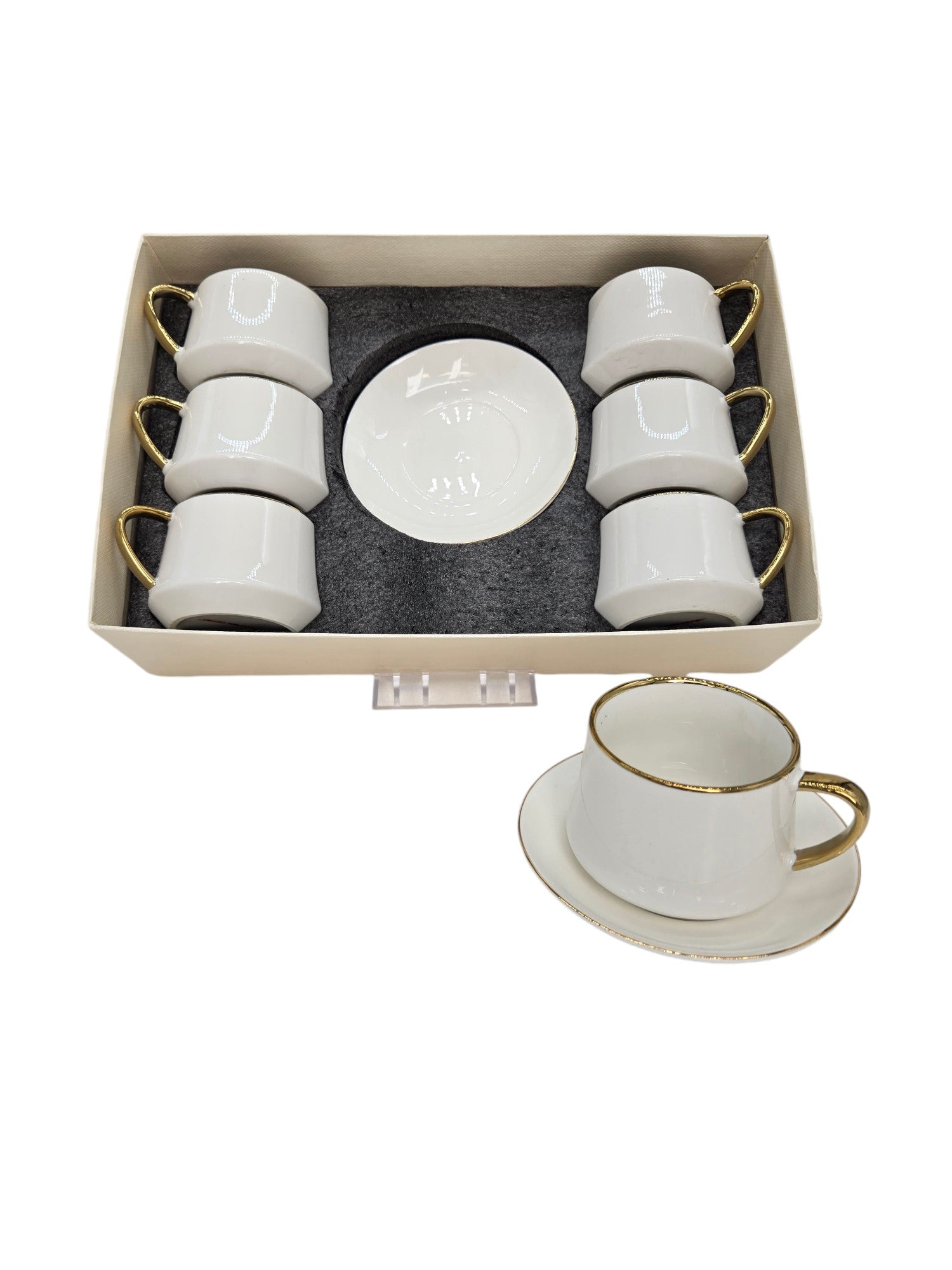 6-Piece Coffee Set with Mugs & Saucers - Elegant Porcelain Coffee Cups for Home, Office, or Restaurant Use