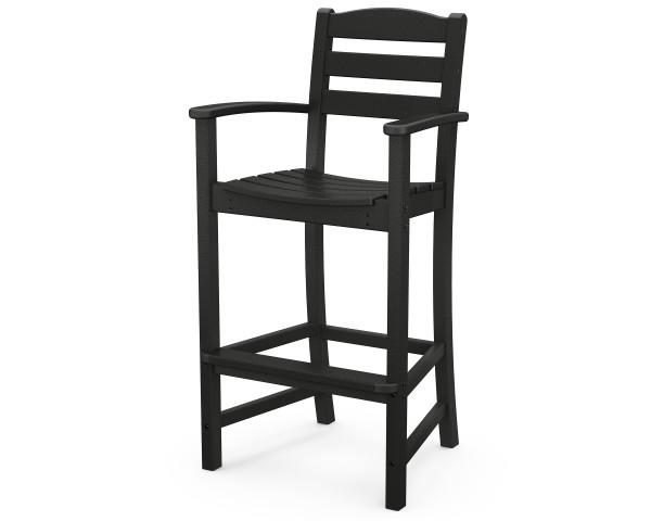 Polywood Black La Casa Cafe Bar Arm Chair - Durable Outdoor Dining Chair for Patio, Restaurant, and Bistro Use