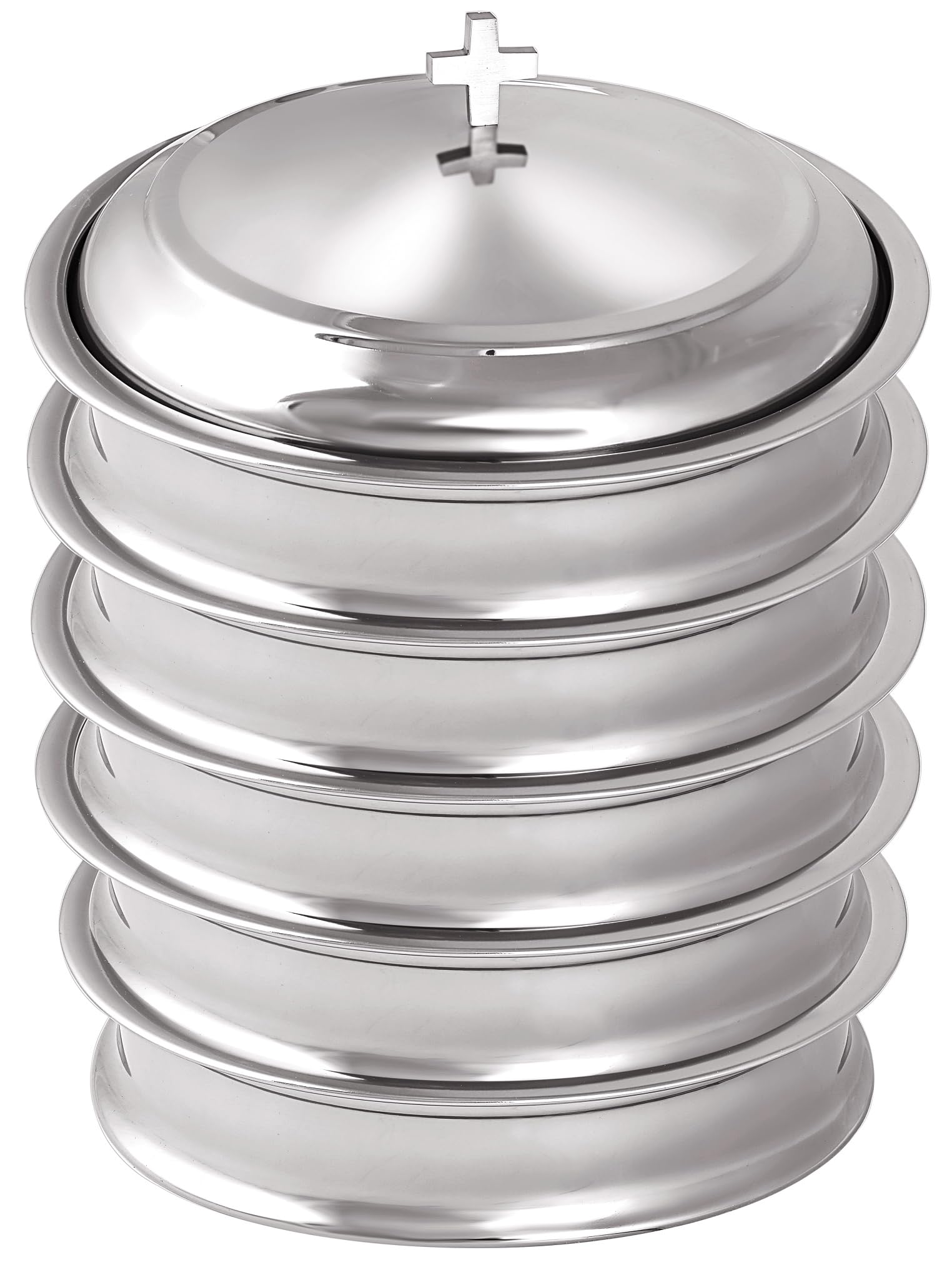 5-Piece Stainless Steel Communion Tray Set with Lid - Mirror Finish Church Supplies for Holy Wine Serving | Perfect for Catholic, Lutheran & Episcopal Communion Services