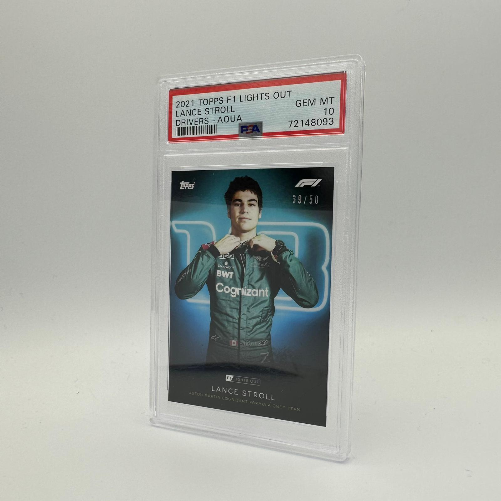 PSA 10 Lance Stroll 39/50 Aqua Parallel F1 Racing Card - Collectible Trading Card for Formula 1 Fans & Sports Memorabilia Enthusiasts