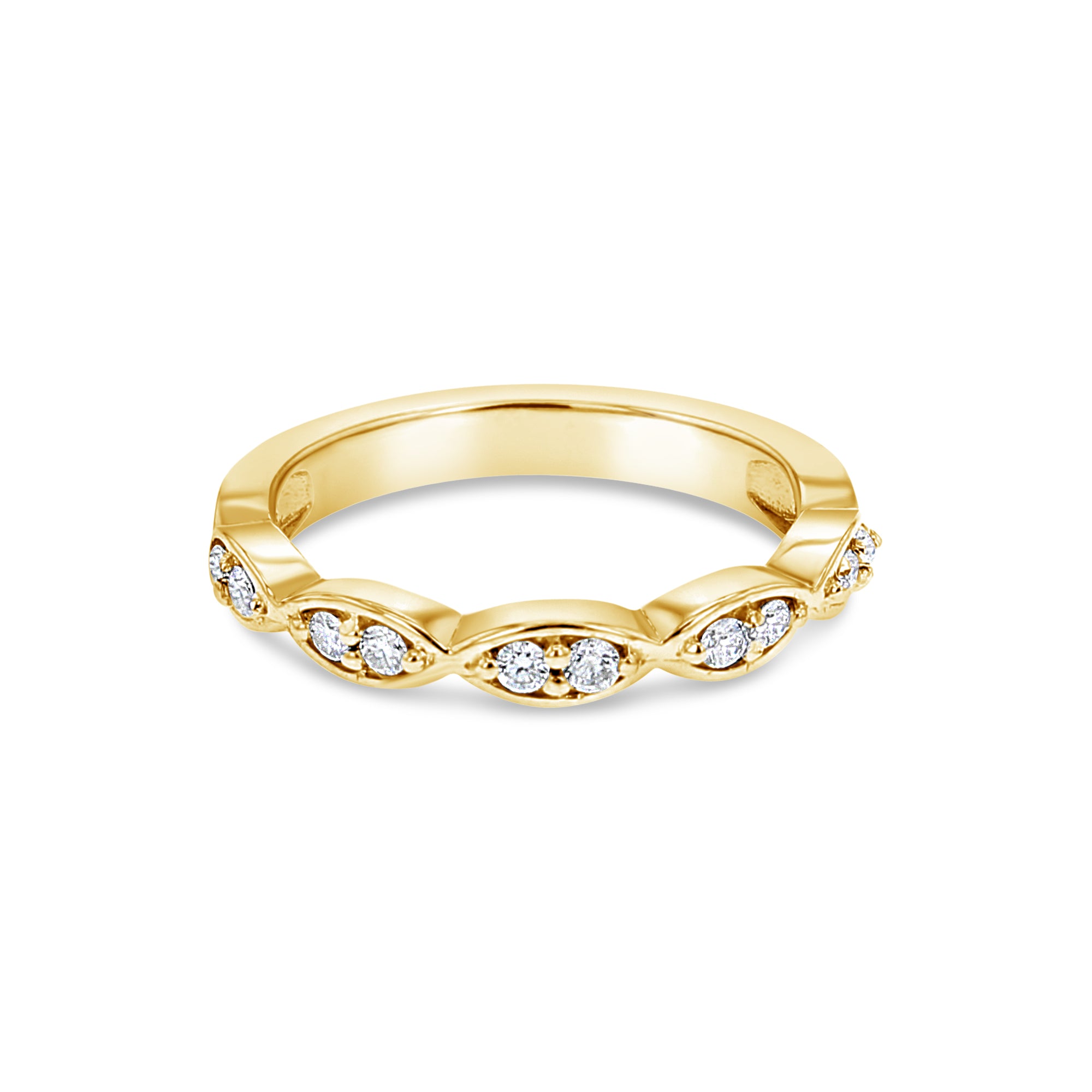 Art Deco Style Stackable Diamond Band Ring - Vintage Inspired Wedding Bands for Women, 14K Gold Plated Stackable Rings for Anniversary, Engagement & Everyday Elegance
