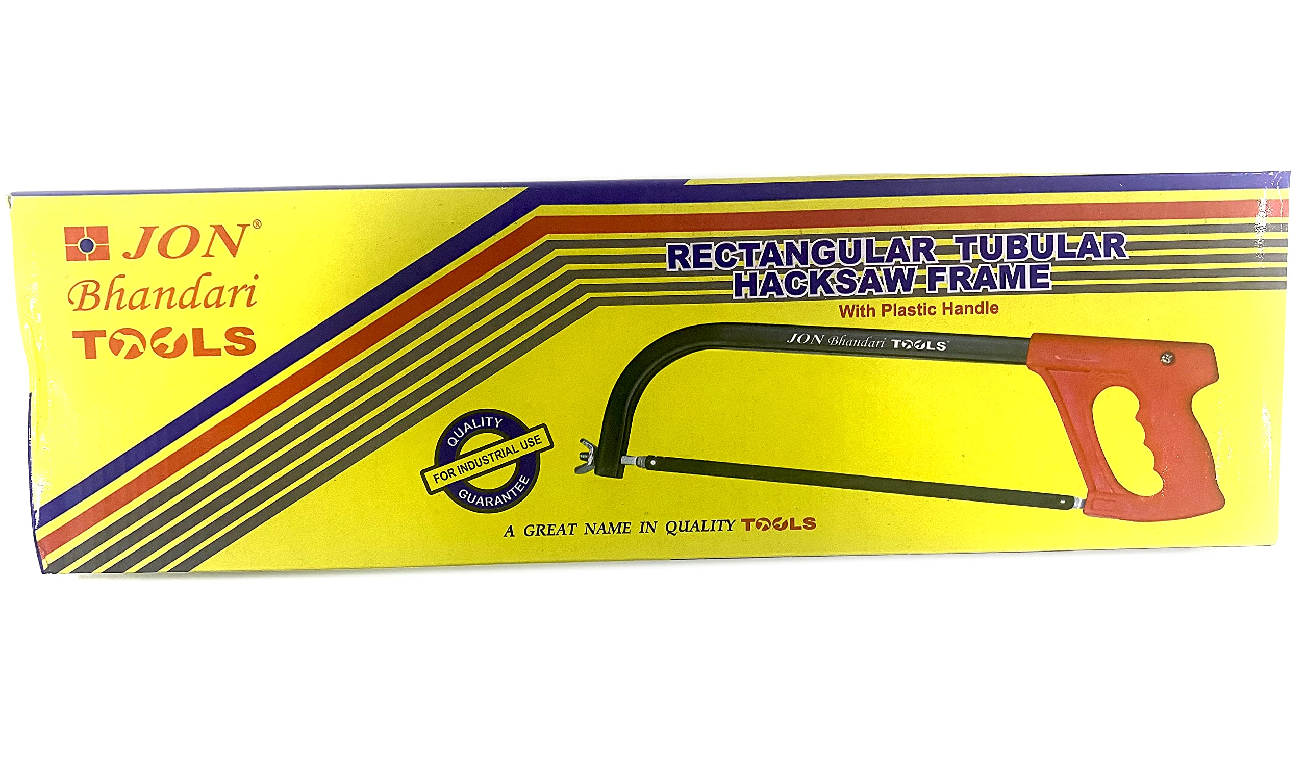 Jon Bhandari 12 Inch Rectangular Hacksaw Frame with Comfortable Plastic Handle & Durable Mild Steel Blade - Perfect for DIY Projects, Metal Cutting, and Home Repairs