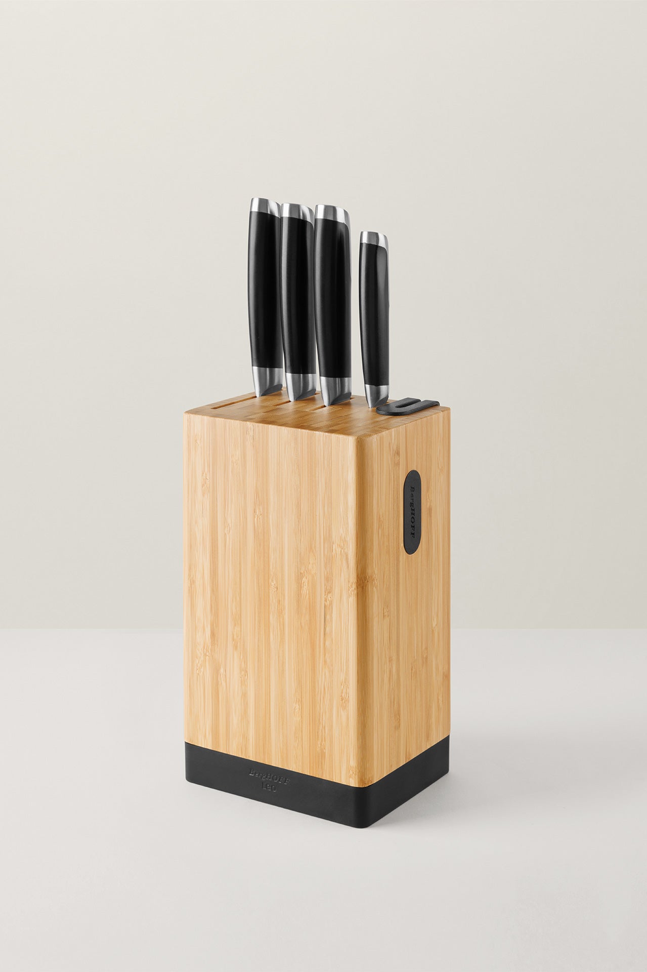 BergHOFF Leo Graphite 5-Piece Knife Block Set - Premium Stainless Steel Kitchen Cutlery with Wooden Holder for Home Cooking & Professional Chefs