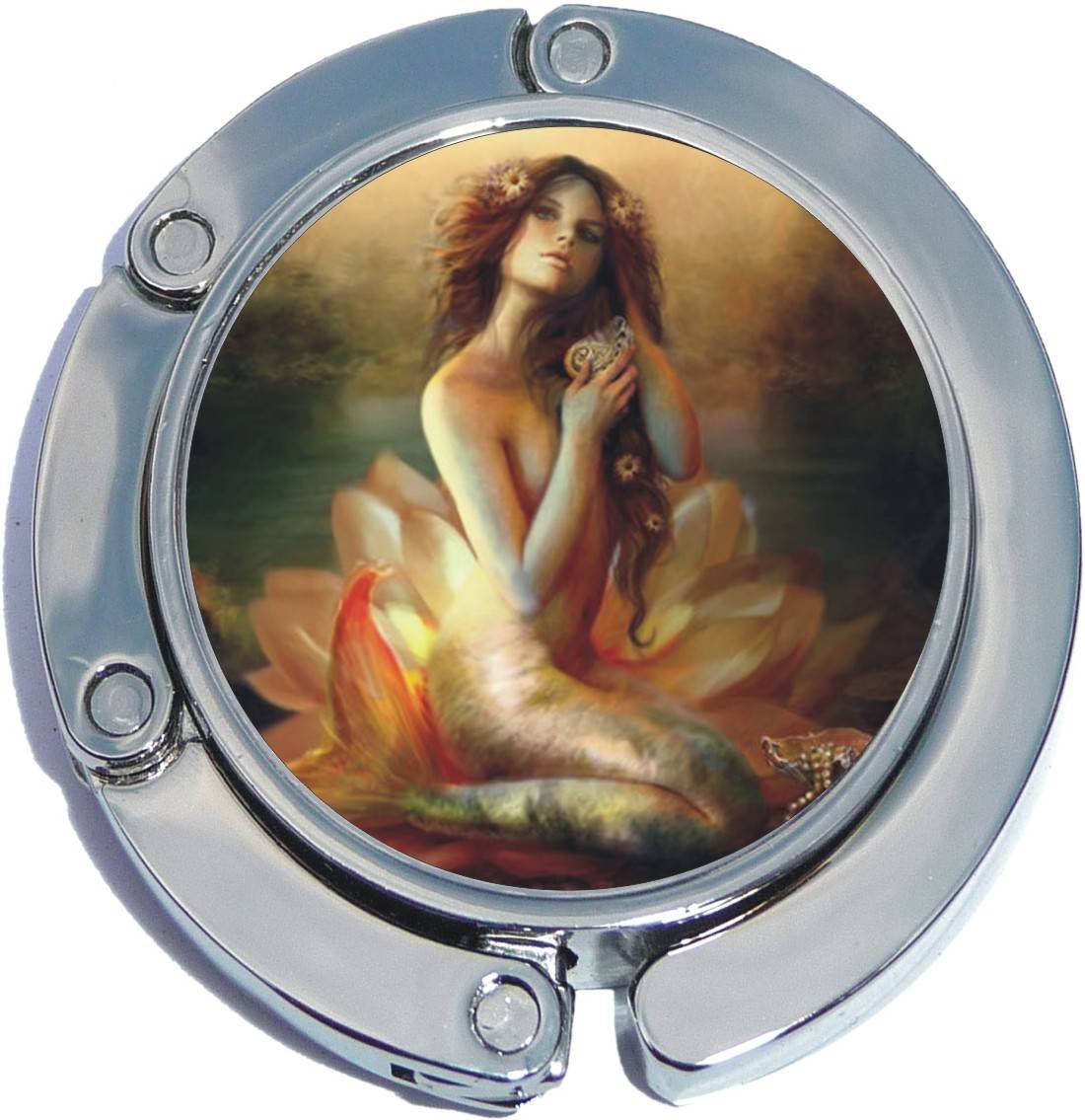 NewCharms Orange Mermaid Foldable Purse Hanger - Cute Handbag Hook for Restaurants, Shopping & Travel | Durable Compact Bag Holder