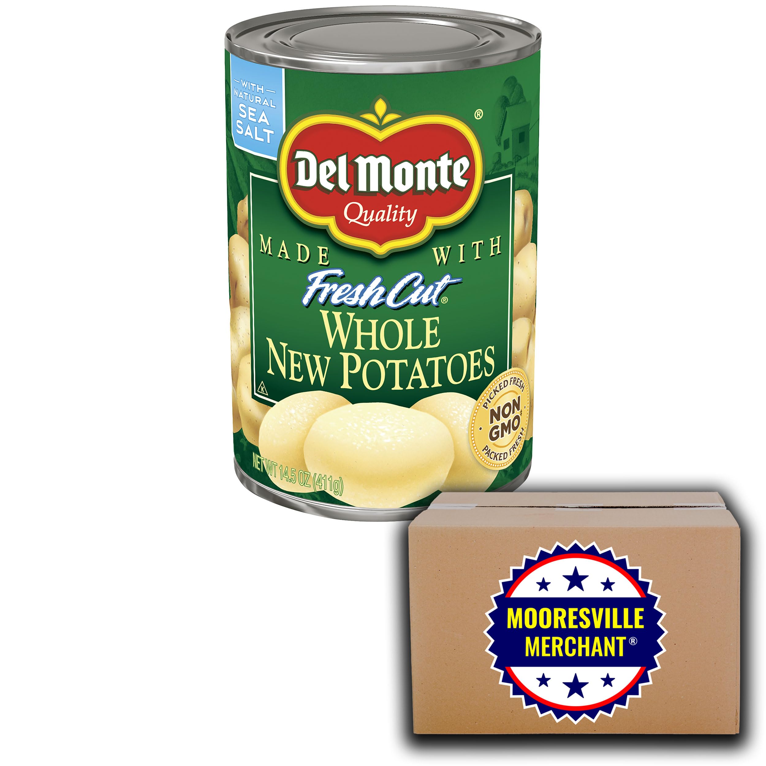 Fresh Cut Whole New Potatoes, 14.5 oz (4 Pack) - Premium Quality Canned Potatoes for Cooking, Soups & Stews - Convenient Pantry Staple by Mooresville Merchant
