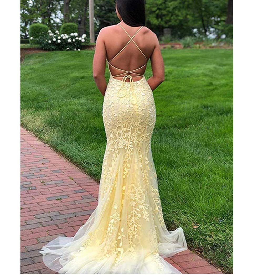 Emmani Women's Spaghetti Strap Mermaid Lace Applique Bridesmaid Dress - Royal Blue Prom Gown for Weddings, Parties & Formal Events