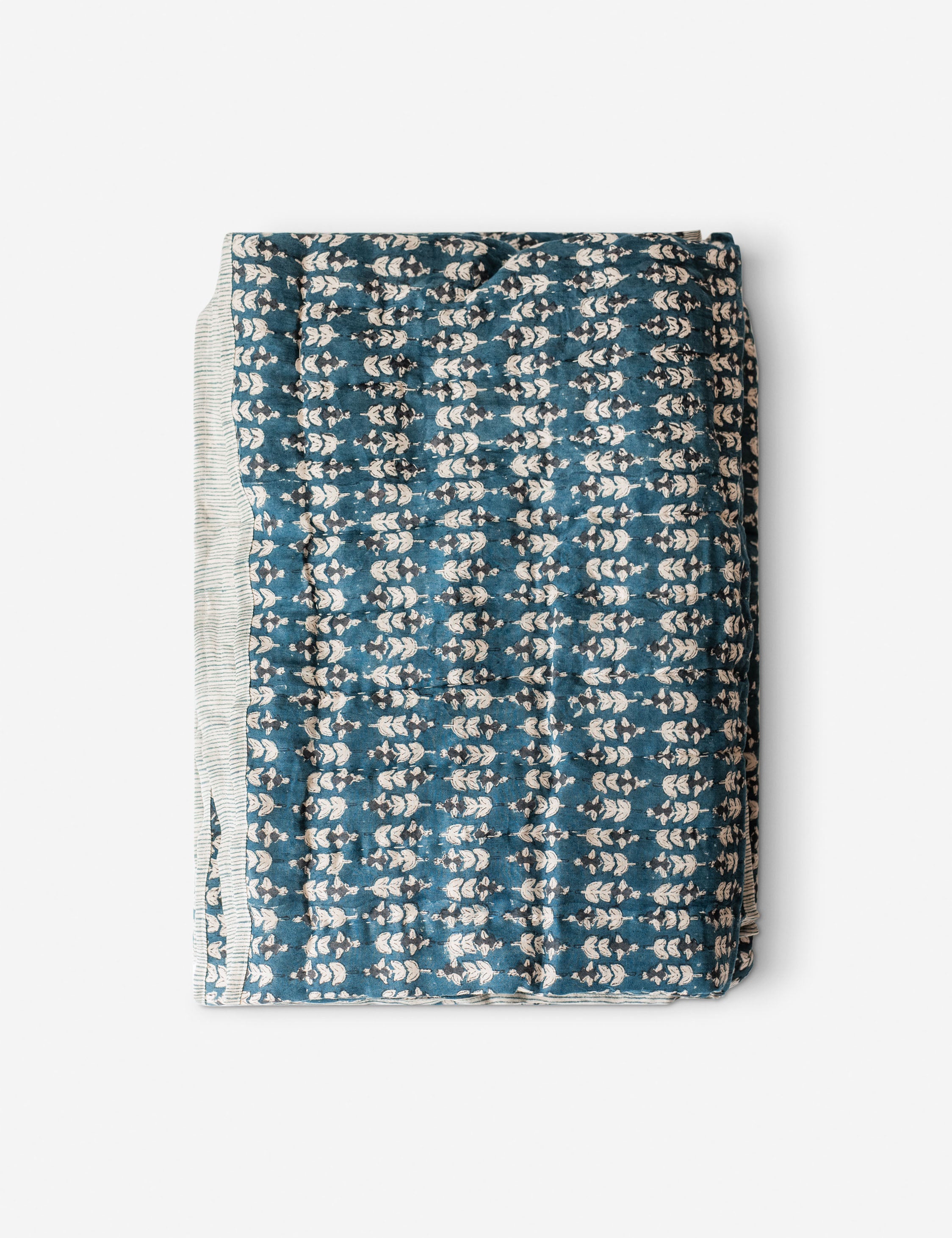 Blossom Block Print Quilt - Handmade Cotton Bedspread with Floral Design | Perfect for Boho Bedroom Decor, Cozy Throw Blanket & Farmhouse Style Home