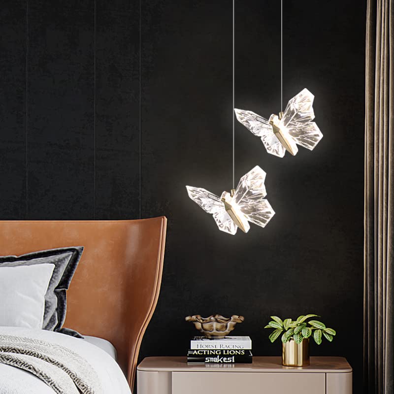 Stylish CITRA LED Gold Butterfly Pendant Light Fixture - Warm White Lighting for Bedroom, Living Room & Dining Room Decor