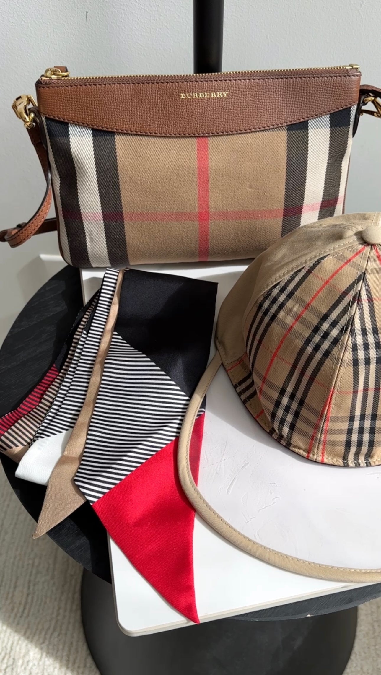 Burberry Noval Check Brown Leather Derby Payton Crossbody Bag for Women - Stylish Designer Handbag for Work, Travel & Everyday Use