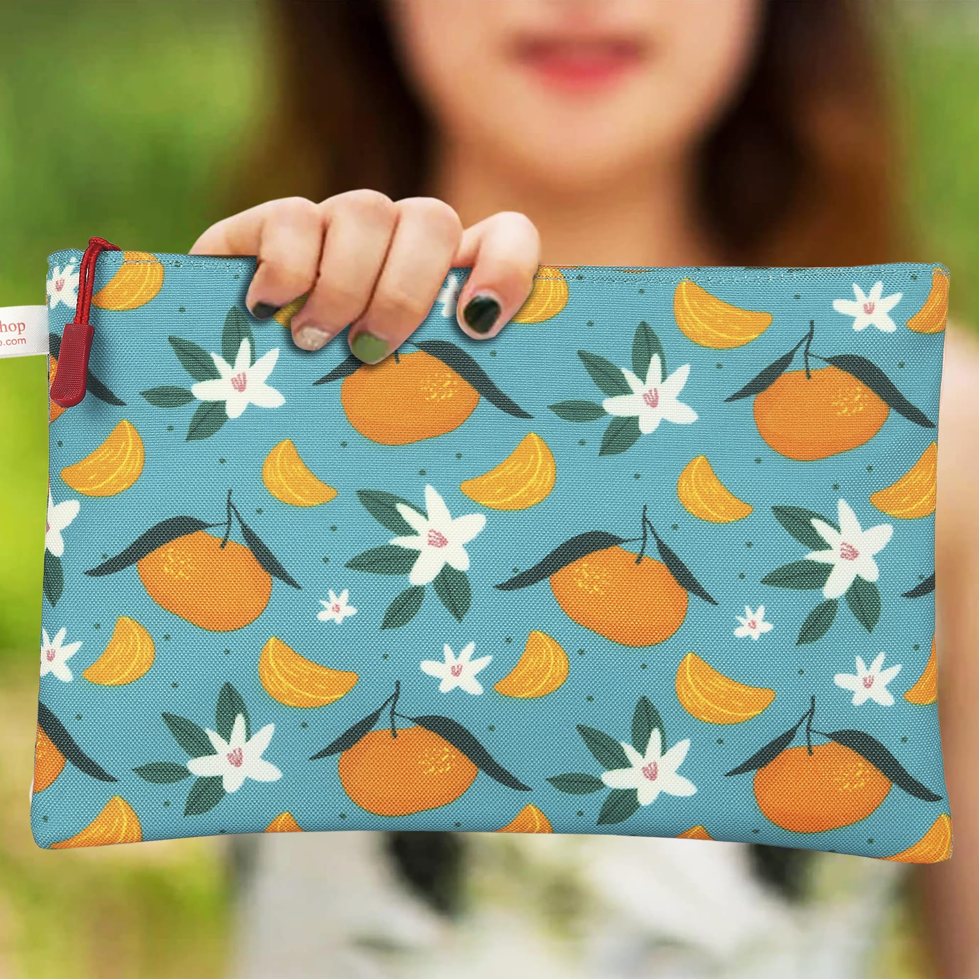 KALA SHOP Multifunctional Travel Pouch for Women, Men & Kids - Waterproof Storage Bag, Makeup Organizer, Utility Pouch with Orange Floral Design - Perfect for Travel, Gym, Cosmetics & Daily Essentials