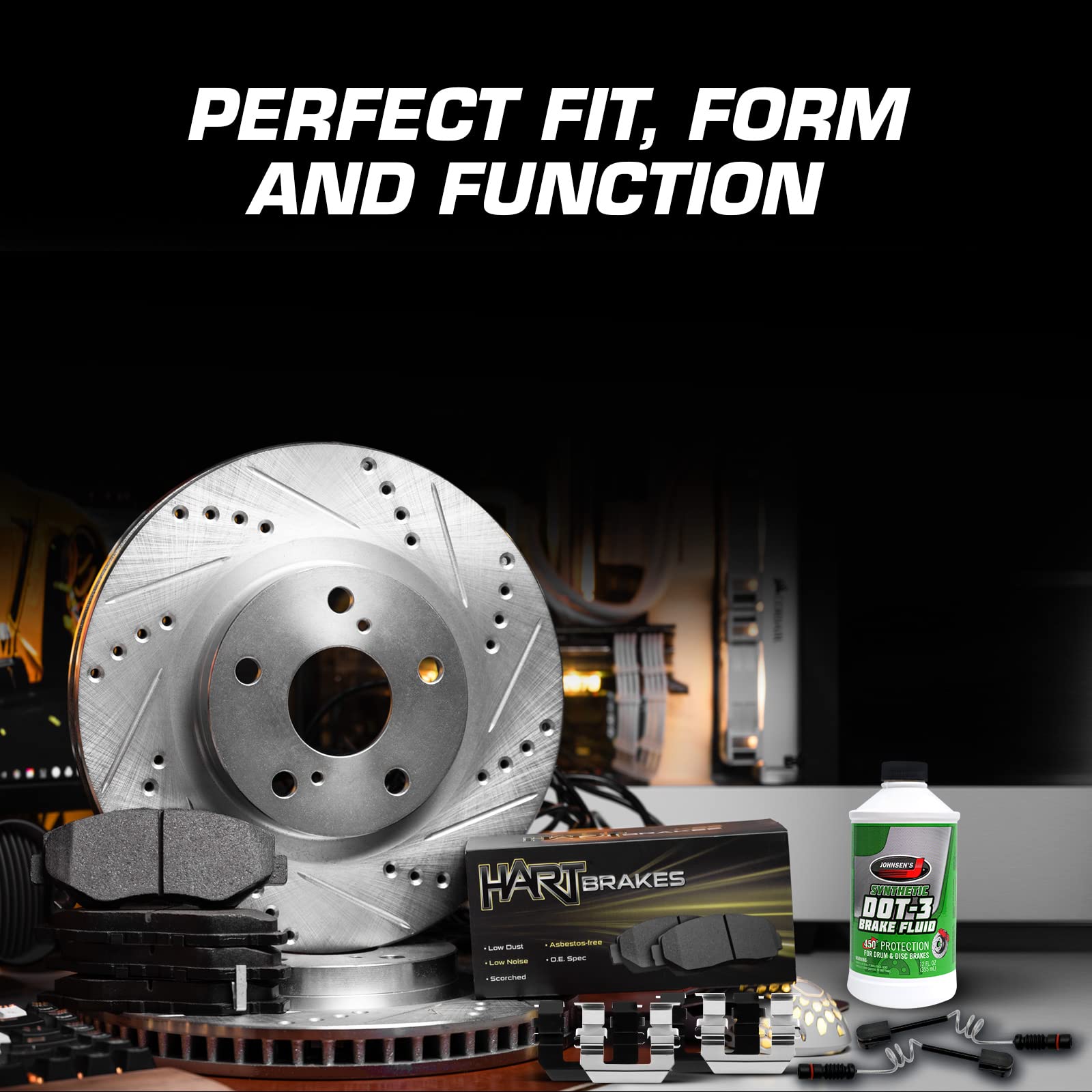 Hart PHC1.02003.53 Front Brake Pads and Rotors Kit - Semi-Metallic Brake System with Hardware & Sensor | Perfect for Sedans, SUVs & Trucks | Smooth Stopping Power for City Driving & Highway Safety