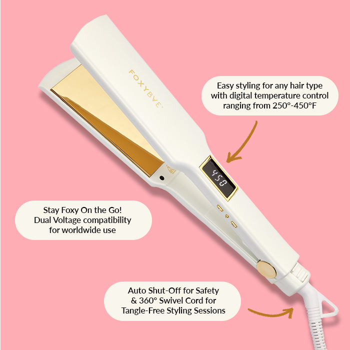 Pearl Gold Titanium Flat Iron 1.75 Inch - Professional Hair Straightener for Smooth & Shiny Hair - Perfect for Home & Salon Use