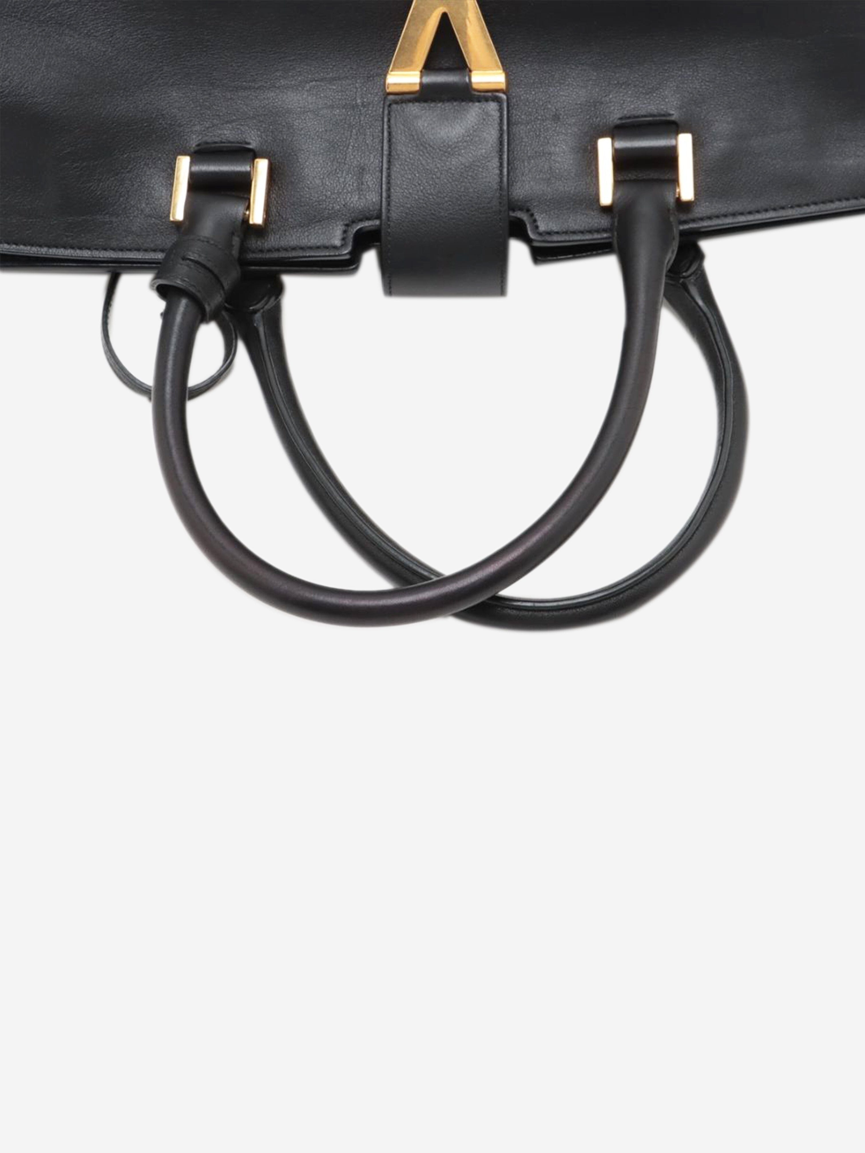 Black Paris Cabas Leather Top Handle Bag - Stylish & Durable Women's Tote for Work, Travel & Everyday Use