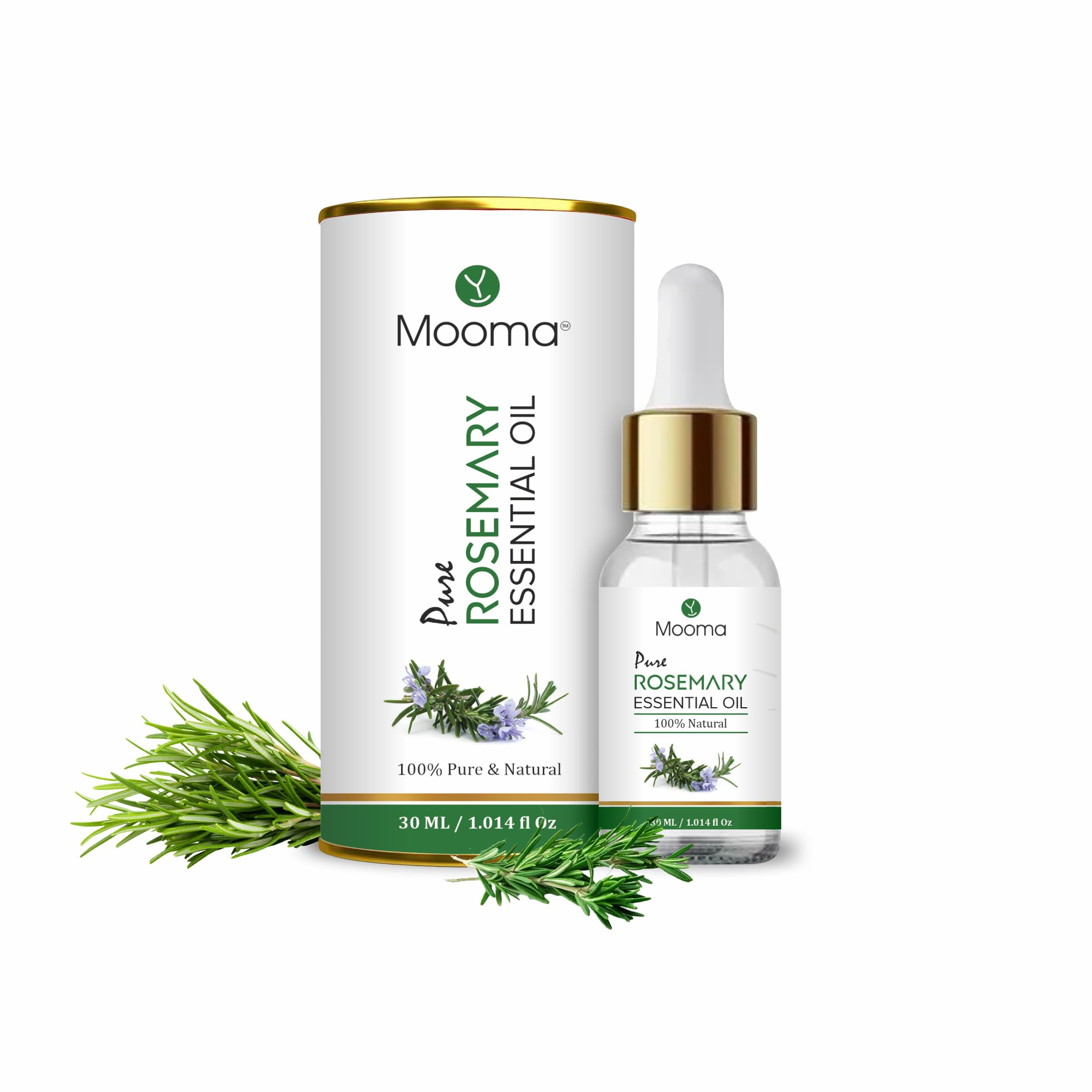 MOOMA Pure Rosemary Essential Oil for Hair Growth, Shine & Nourishment | Facial Treatment for Toned, Balanced & Rejuvenated Skin | 30ML | Perfect for Aromatherapy, DIY Hair Care & Skin Care Routines