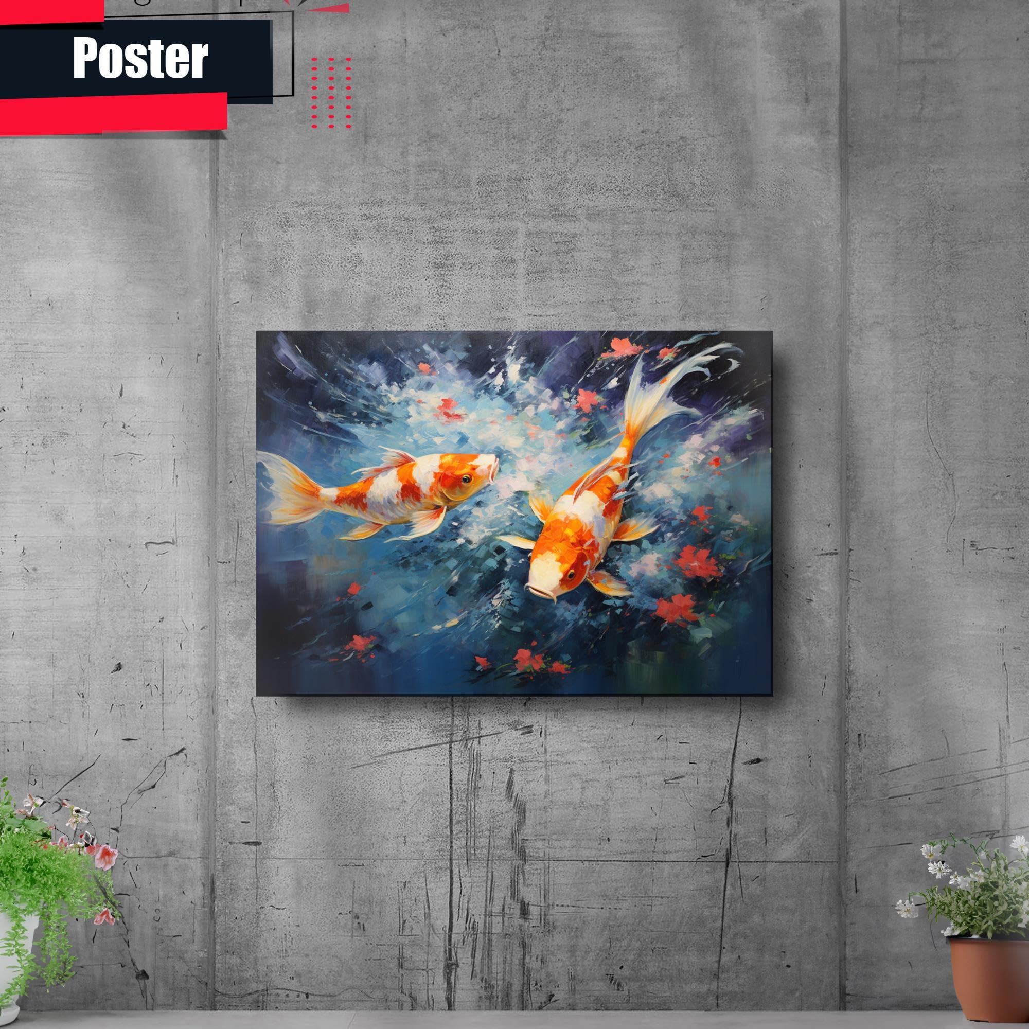 Japanese Koi Fish Art Print - Zen Wall Decor for Home & Bedroom | Koi Pond Poster, Japanese Wall Art, Fish Wall Decor | Perfect for Living Room, Office & Meditation Spaces