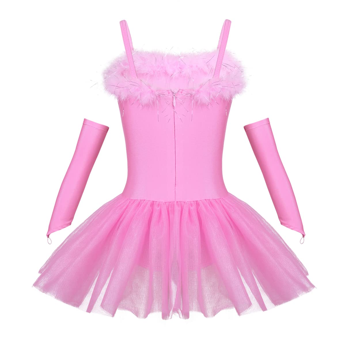 Girls Swan Lake Ballet Tutu Dress with Sequins - Dance Leotard Costume Set Includes Fingerless Gloves & Hair Clip | Perfect for Ballet Recitals, Dance Performances & Themed Birthday Parties