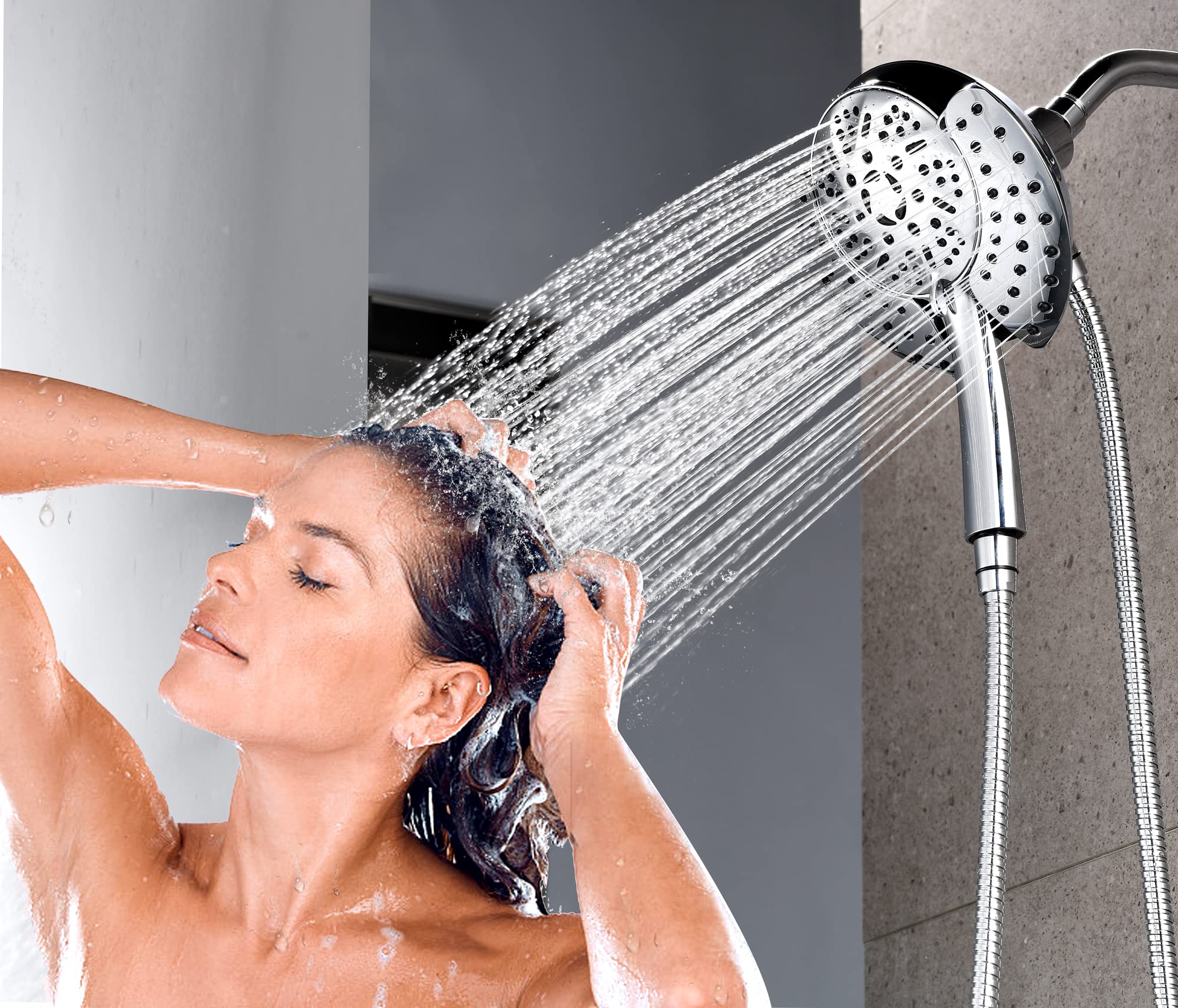 Grich 2-in-1 High Pressure Shower Head with Handheld Spray - 9 Adjustable Modes, Anti-Leak Design & cUPC Certified - Perfect for Bathroom, Spa-Like Shower Experience & Water Saving (Height/Angle Adjustable)