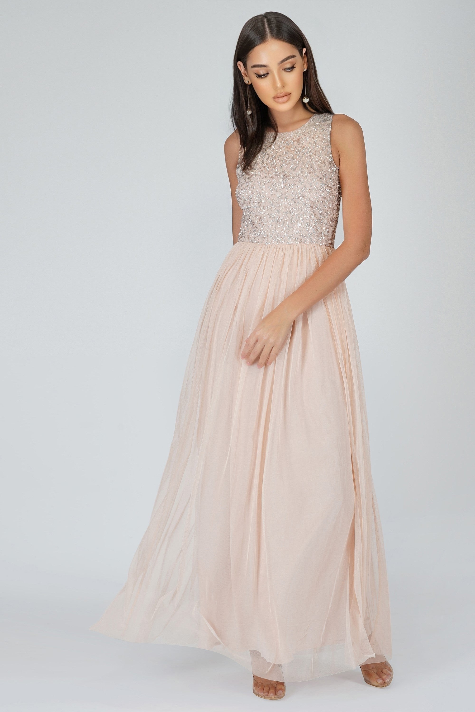 Nicasso Blush Pink Bridesmaid Maxi Dress - Elegant Long Formal Gown for Weddings, Prom & Special Occasions