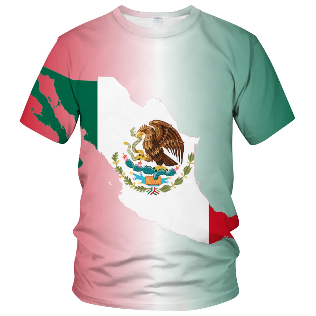 3D Mexico Flag Graphic Print Casual Round Neck T-Shirt for Men - Perfect for Cinco de Mayo Celebrations, Mexican Heritage Events & Everyday Streetwear