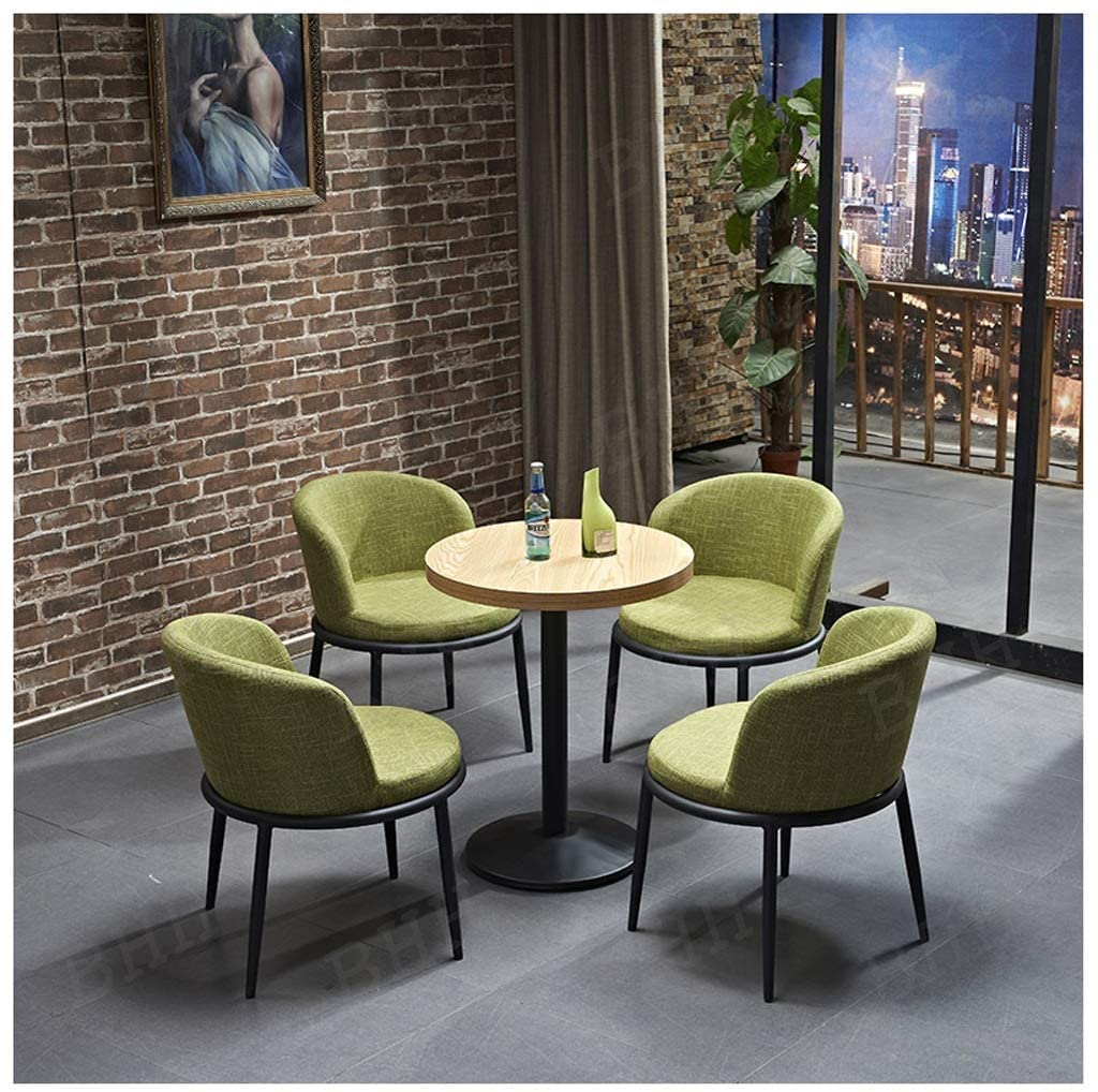 Modern 60cm Round Coffee Table Set with 4 Chairs - Office Conference Room Furniture, Living Room Lounge, Kitchen Dining Set for Home, Restaurant & Cafe (Green) - Perfect for Small Meetings, Family Gatherings & Coffee Breaks