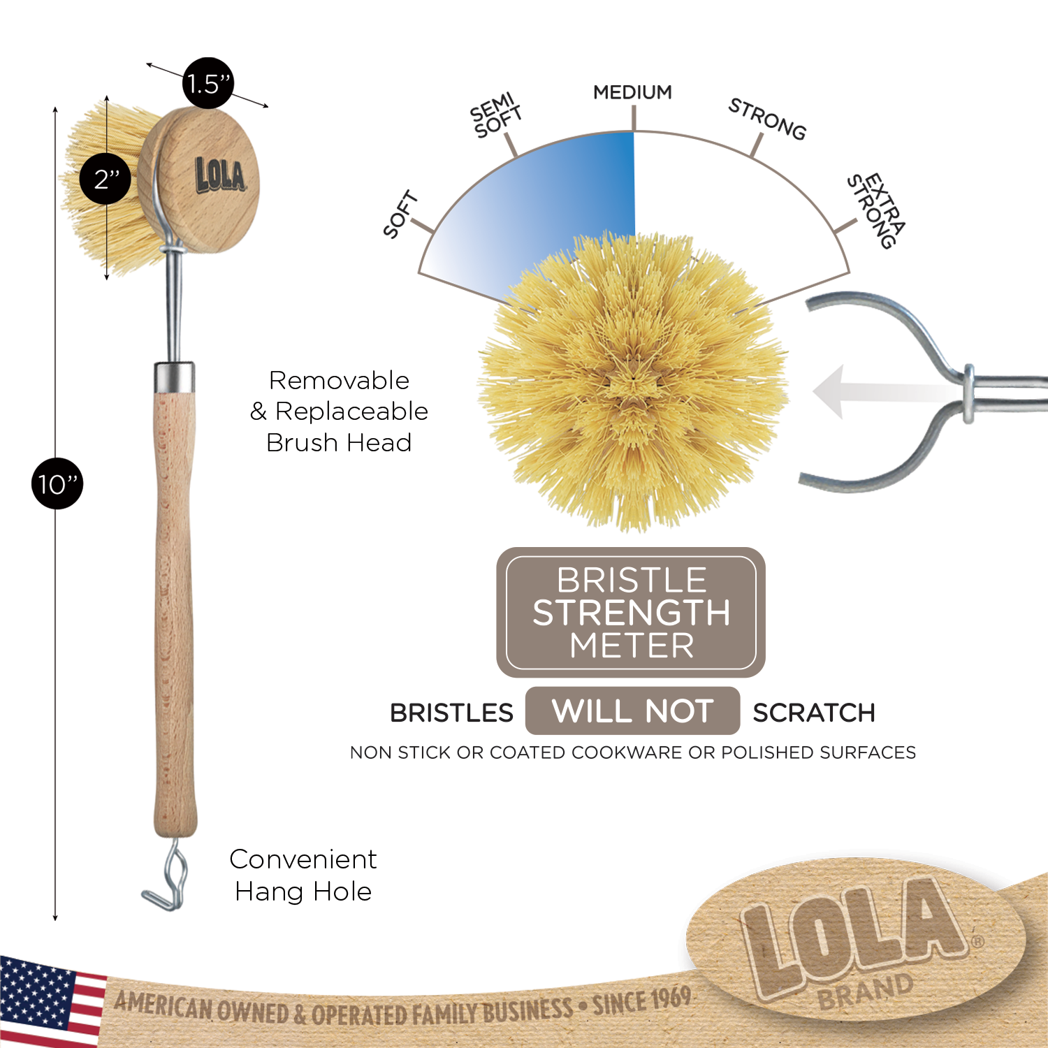 Original Tampico Vegetable & Dish Brush - Small Head for Efficient Cleaning | Perfect for Kitchen, Fruits, Vegetables & Dishes | Eco-Friendly & Durable