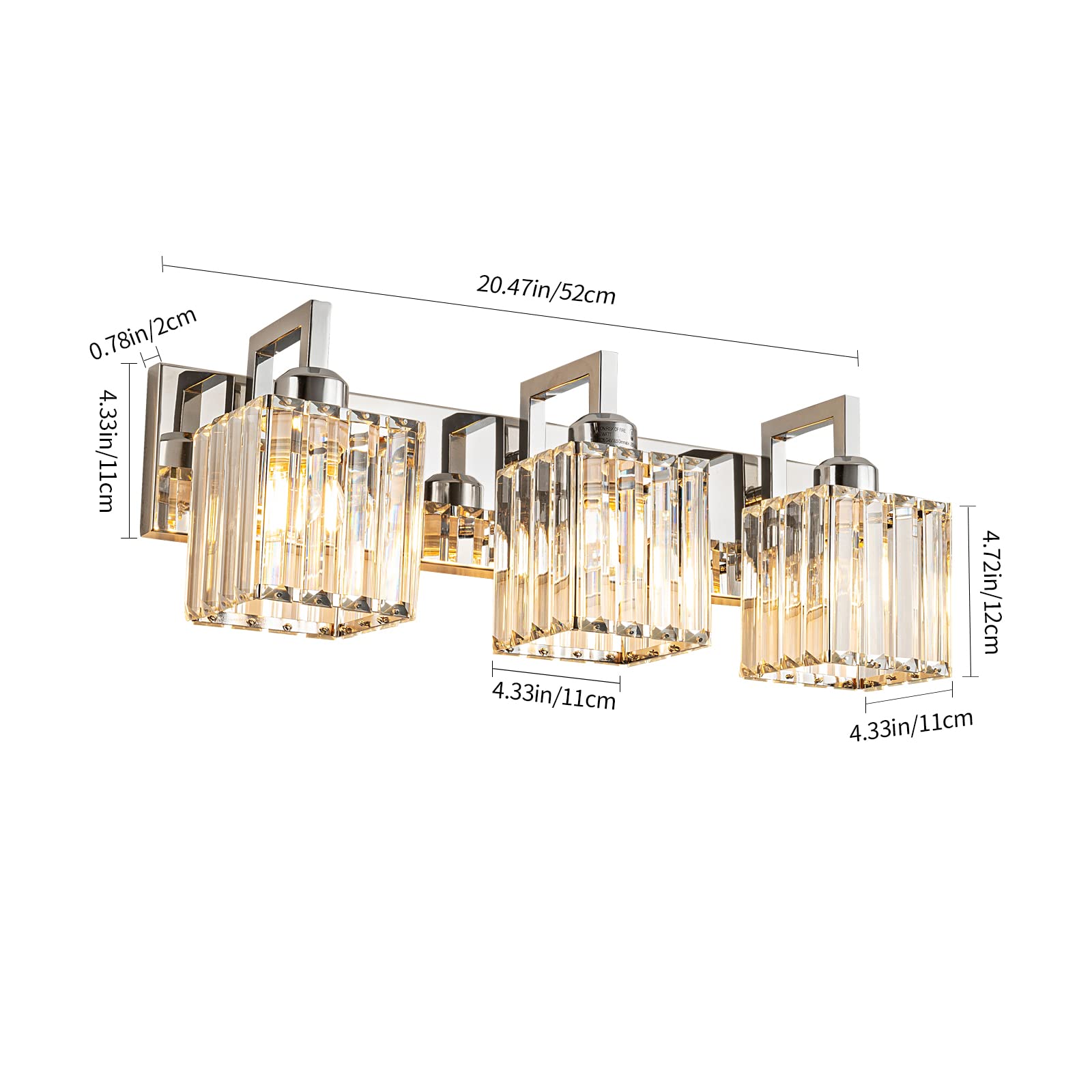 Modern Chrome Crystal Bathroom Vanity Light - 3-Light Wall Sconce with Elegant Crystal Accents for Bathroom, Powder Room & Dressing Area - Perfect for Makeup, Shaving & Ambient Lighting