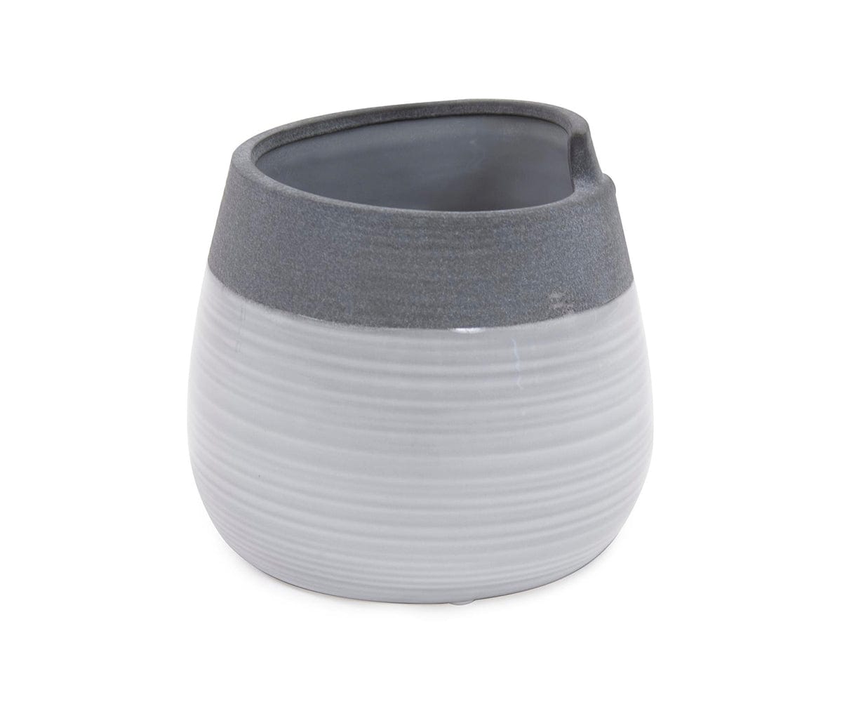 Elegant Rolled Two Tone Vase - Handcrafted Ceramic Home Decor for Living Room, Bedroom & Wedding Centerpieces
