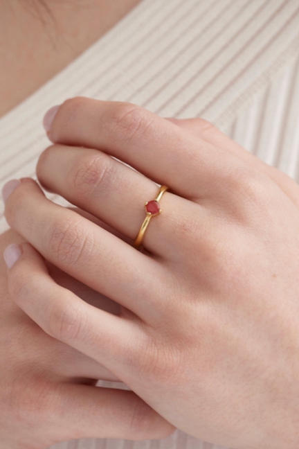 July Ruby Gold Birthstone Ring for Women - Elegant 14K Solid Gold July Birthstone Jewelry Gift for Birthday, Anniversary & Special Occasions