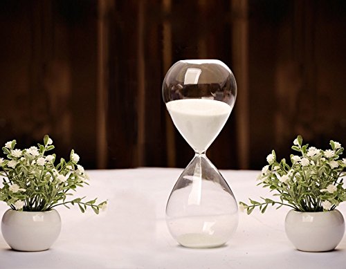 60 Minute White Glass Hourglass Sand Timer - Elegant Decorative Timekeeper for Home Office, Meditation, Yoga, and Classroom Use