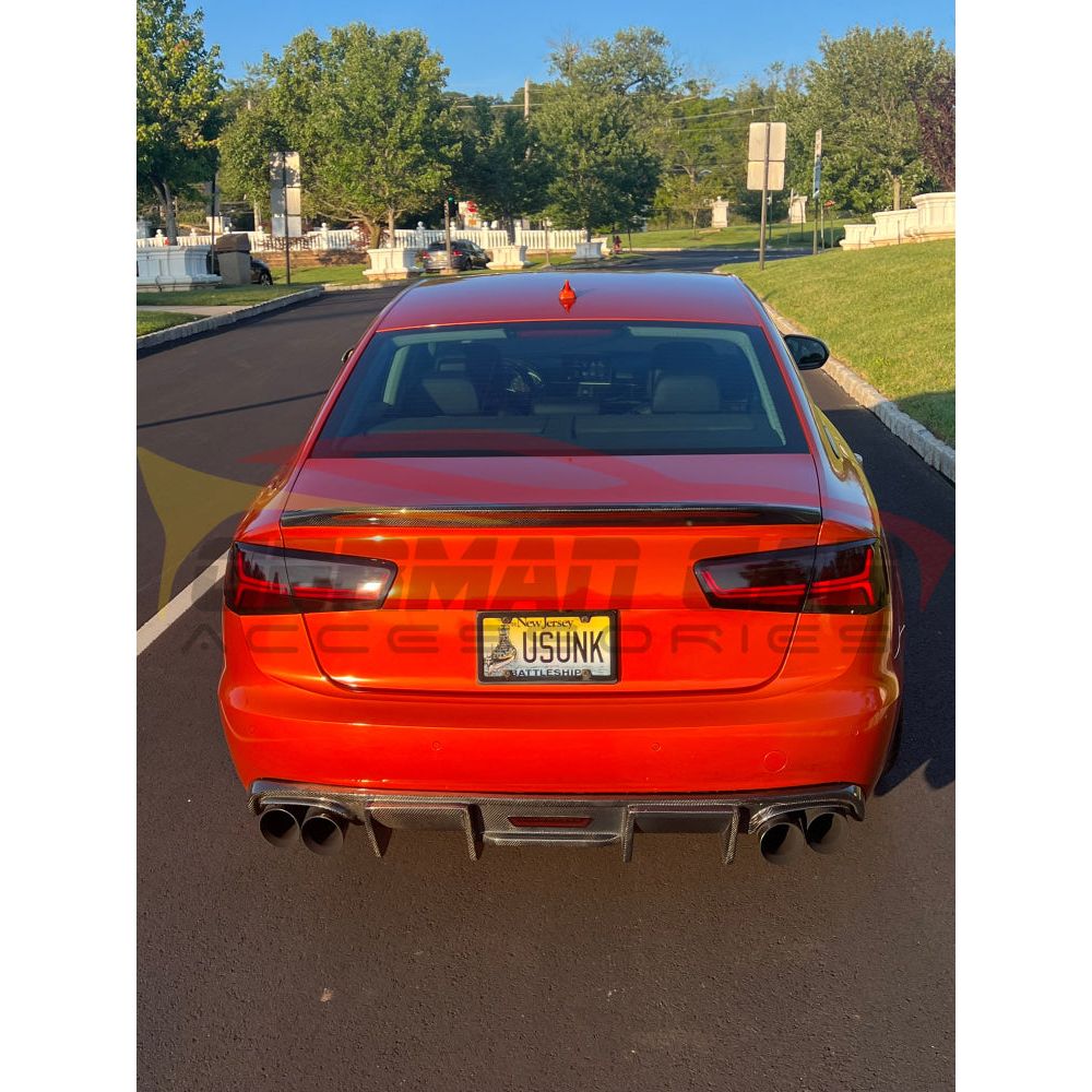 2012-2015 Audi A6/S6 C7 Carbon Fiber Rear Bumper Diffuser with LED Brake Light - High Performance Style Upgrade for Street & Track Racing