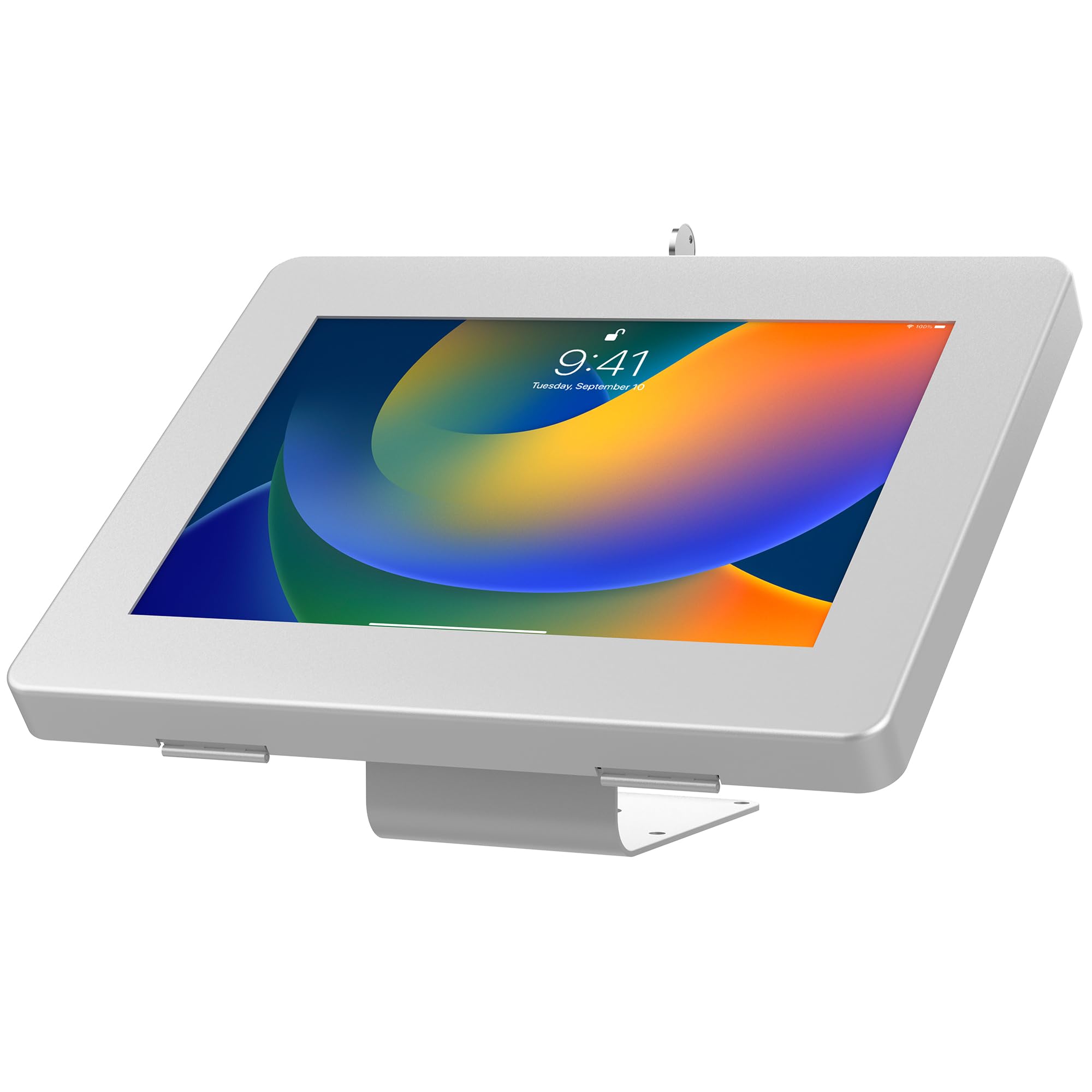 CTA Digital PAD-Curves Adjustable Tablet Stand & Wall Mount - Silver | Universal Holder for iPad, Samsung, Fire Tablet | Perfect for Home, Office & Kitchen Use