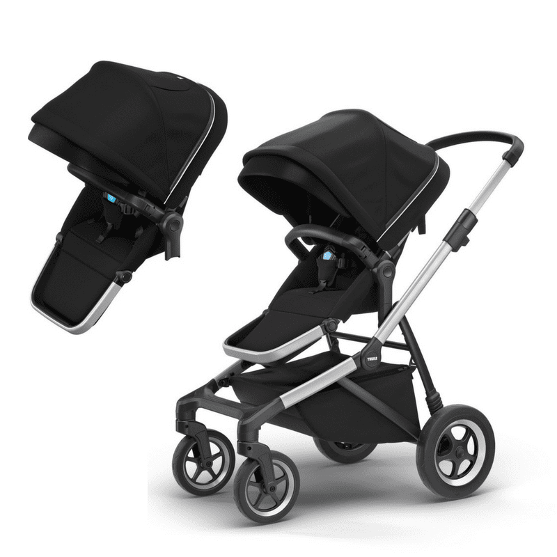 Thule Sleek Double Stroller - Lightweight Compact Baby Jogging Stroller for Twins, All-Terrain Wheels & Adjustable Canopy | Perfect for Running, Hiking & City Walks
