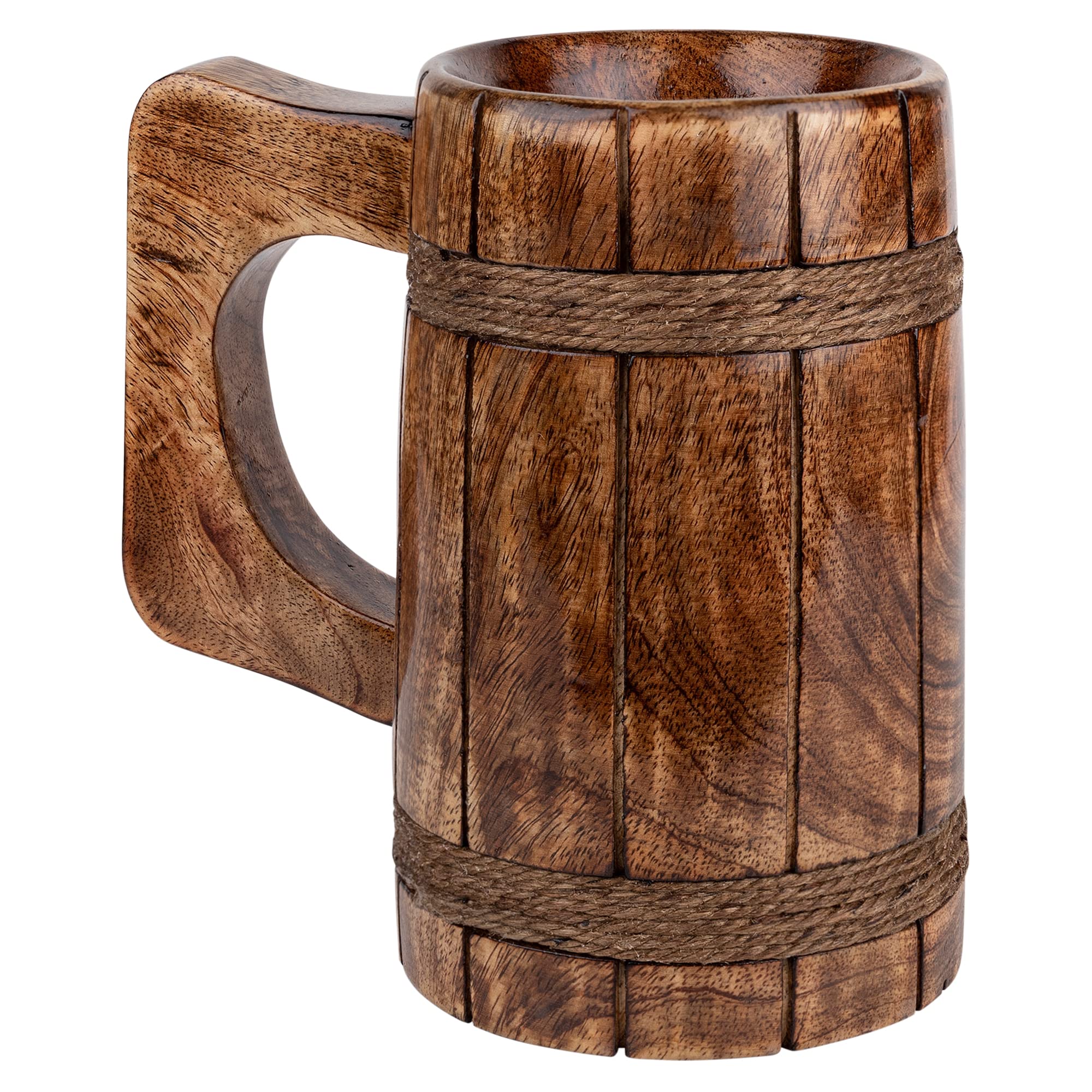 GoCraft Handmade Wooden Beer Mug - Burnt Wood Tankard for Men, Camping & Outdoor Use - Durable Drinking Stein for Beer, Coffee, Tea - Perfect for BBQs, Hiking & Gifts