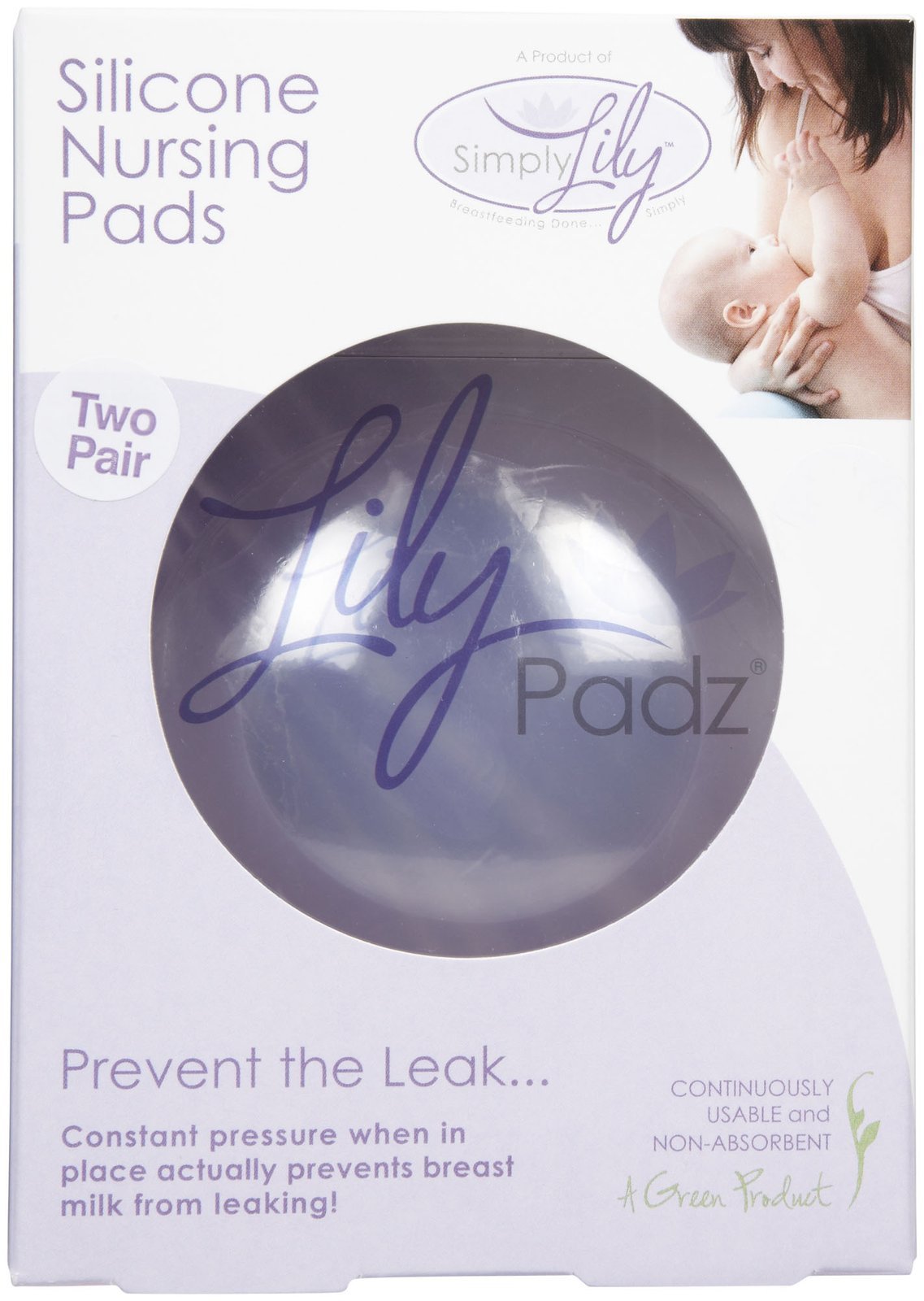 LilyPadz Reusable Nursing Pads for Breastfeeding Moms - Large Size (2 Pairs) - Soft & Leak-Proof for Comfortable Day & Night Use