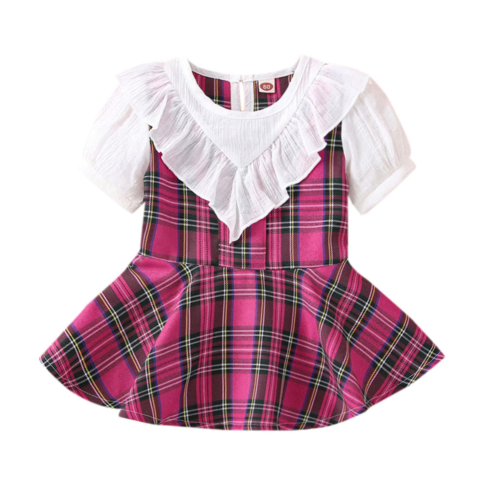 **Cute Red Plaid Toddler Dress for Girls - Vintage Princess Puff Sleeve Dress for Infants & Kids | Perfect for Birthday Parties, Holidays & Photo Shoots**