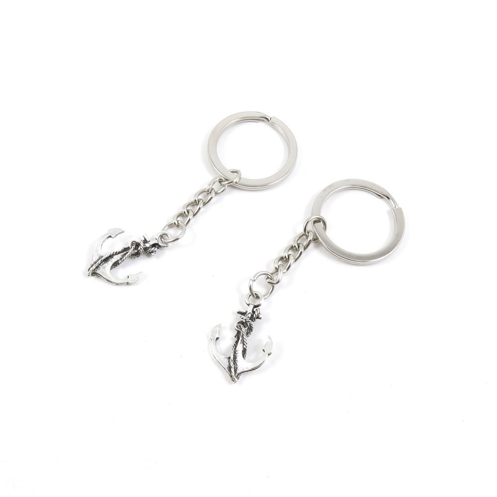 Antique Silver Tone Boat Anchor Keychain - Bulk Wholesale Key Ring Tags for Car, Door & Boat Keys - Durable Metal Keychain Supplies for Everyday Use, Travel & Outdoor Adventures (M0BM8)