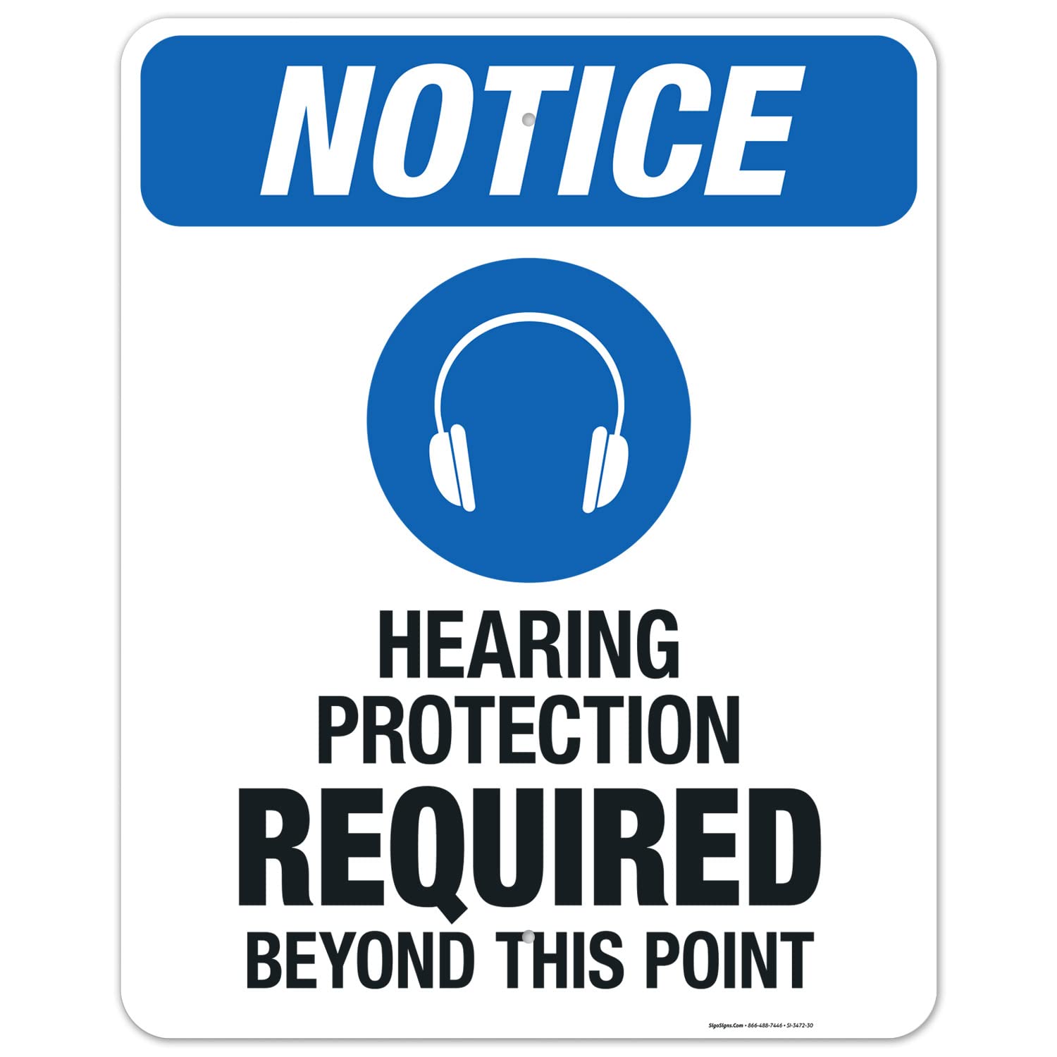 OSHA Compliant 'Hearing Protection Required Beyond This Point' Safety Sign - 24x30 Inches Rust-Free .063 Aluminum - Fade Resistant for Indoor/Outdoor Use - Made in USA - Ideal for Construction Sites, Factories & Industrial Areas