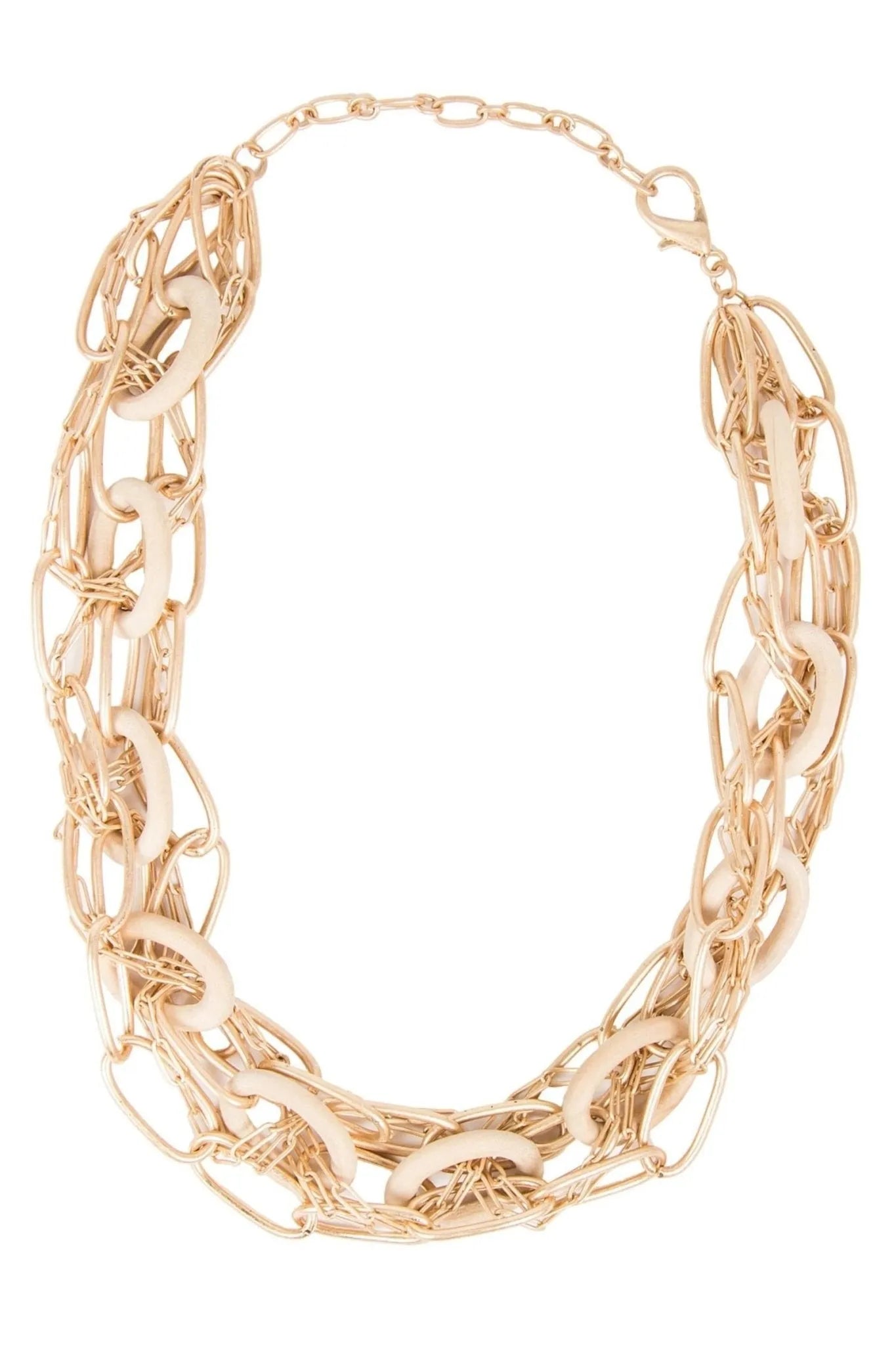 Chunky Gold and Wood Chain Necklace for Women - Stylish Boho Layering Jewelry - Perfect for Casual Outfits, Festivals, and Everyday Wear