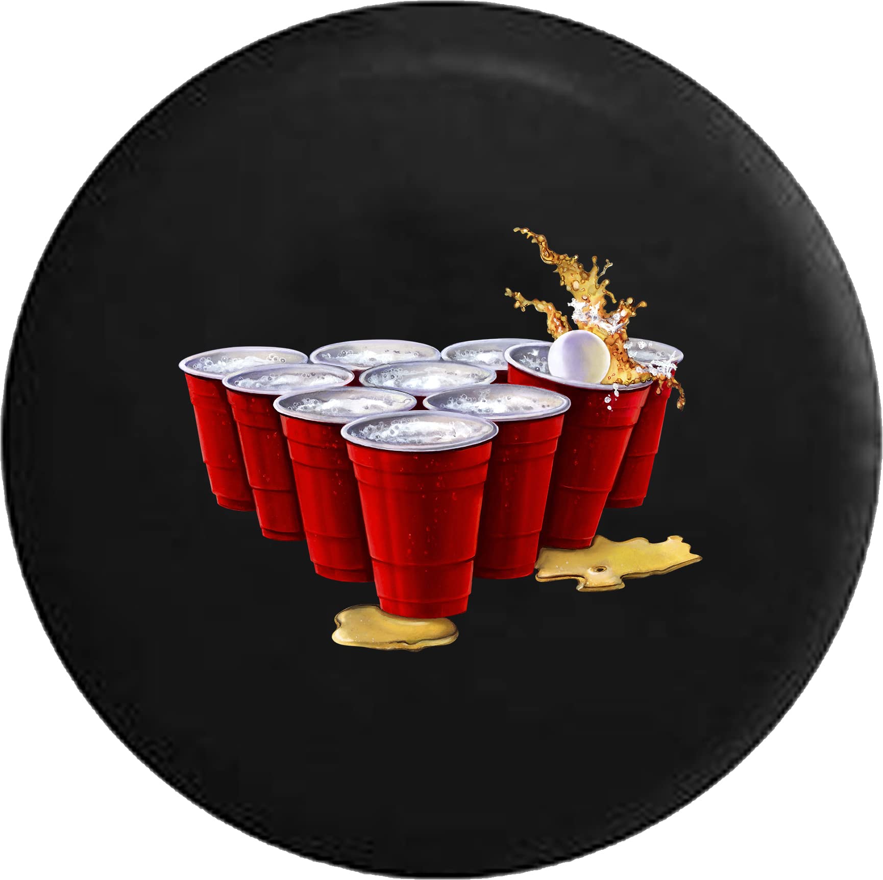 32 Inch Spare Tire Cover with Beer Pong Red Cups Design - Durable & Waterproof for College Parties, Tailgating, Summer BBQs & Outdoor Events