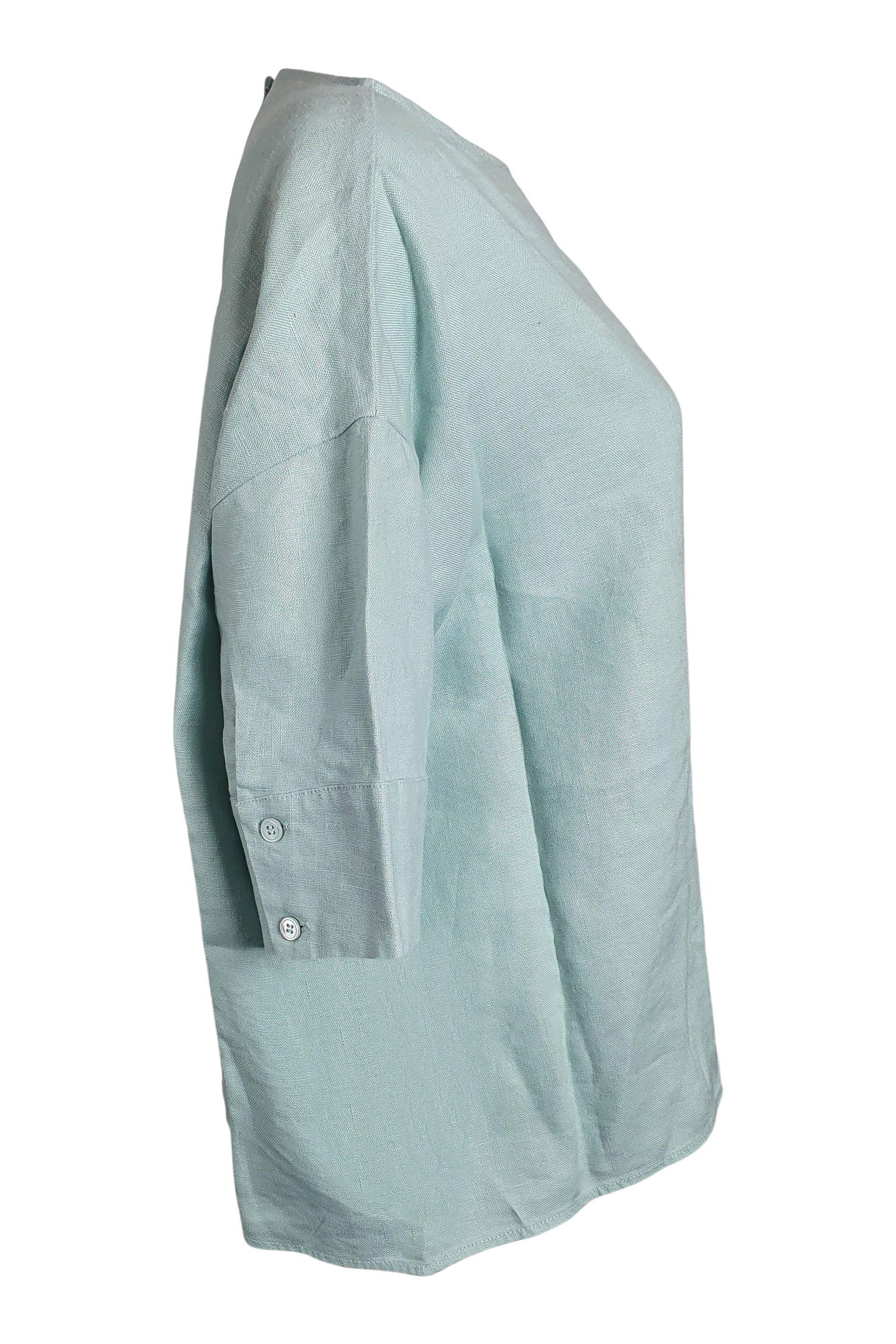 COMPTOIR DES COTONNIERS Lordat Blue Haze Linen Shirt for Women | French Size 42-44 (US XL) | Breathable Summer Casual Wear for Office & Outings