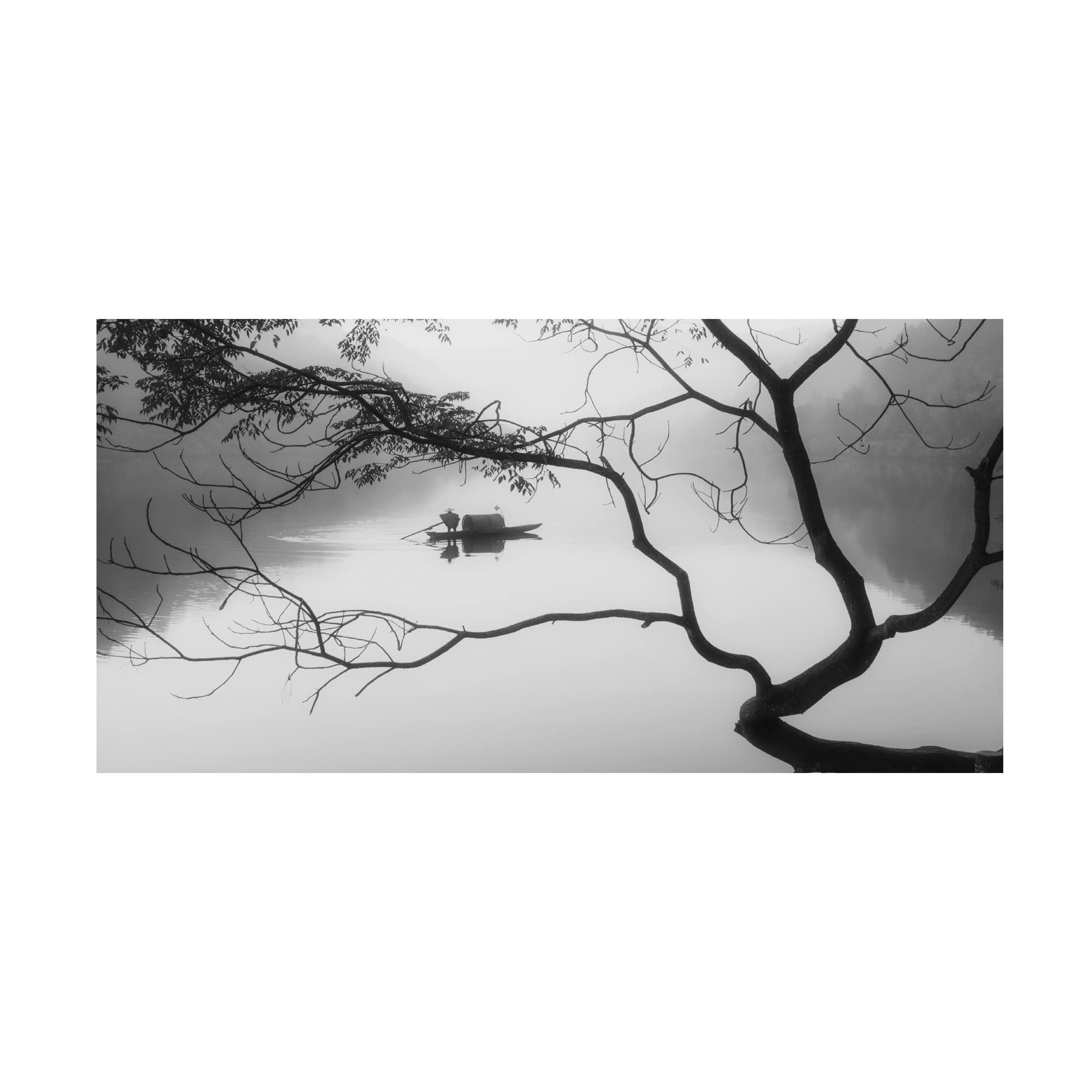 Bingo Z 'Fog' Canvas Wall Art Print - Modern Abstract Landscape Painting for Living Room, Bedroom & Office Decor