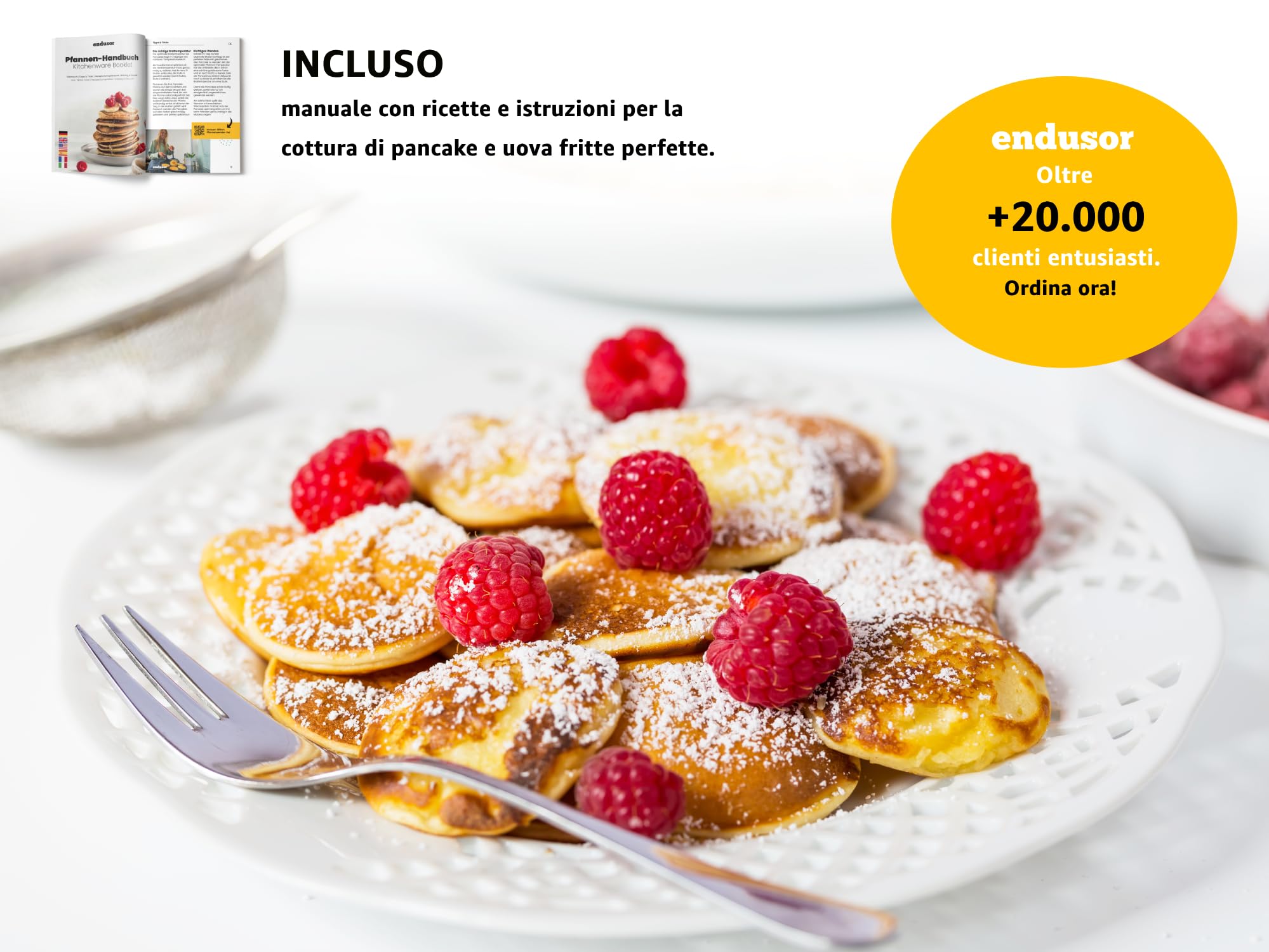 Endusor Non-Stick Induction Pancake Pan - 26cm Ø with 7 Molds for Pancakes, Fried Eggs, Omelets & Poffertjes | Compatible with Induction, Gas, Ceramic, Electric & Halogen Stoves | Perfect for Breakfast, Brunch & Family Cooking