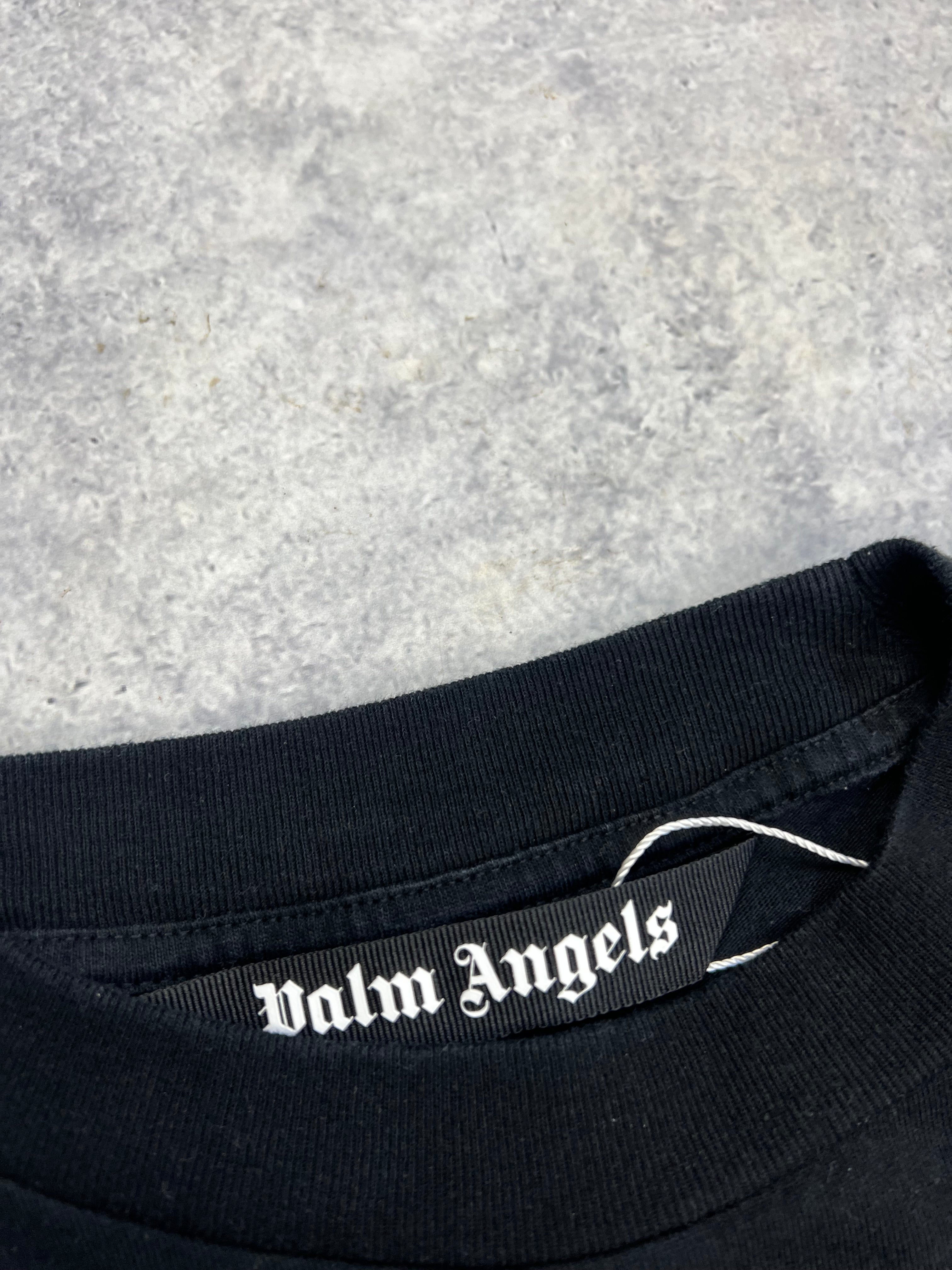 Palm Angels Black Dubai Spray Graphic T-Shirt - Men's Streetwear Fashion Tee for Casual Wear & Urban Style