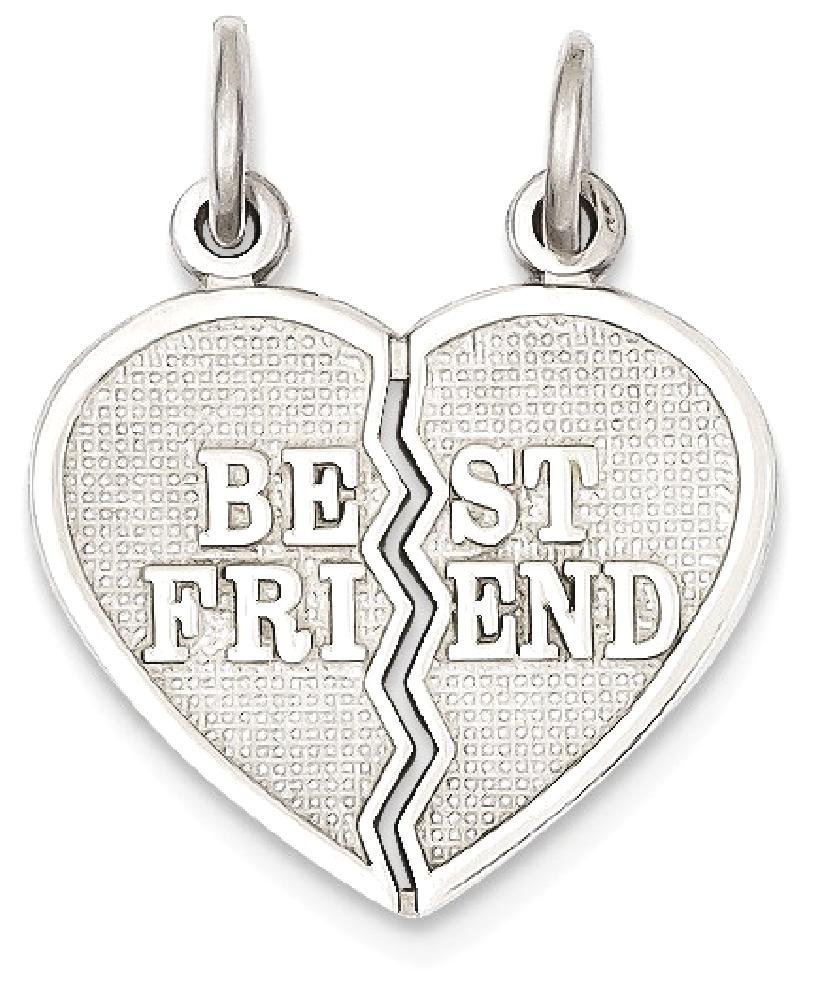 14K Solid White Gold Best Friend Break-Apart Necklace - Matching Pendant Charm for Couples, BFFs & Sisters - Perfect Gift for Anniversaries, Birthdays & Valentine's Day