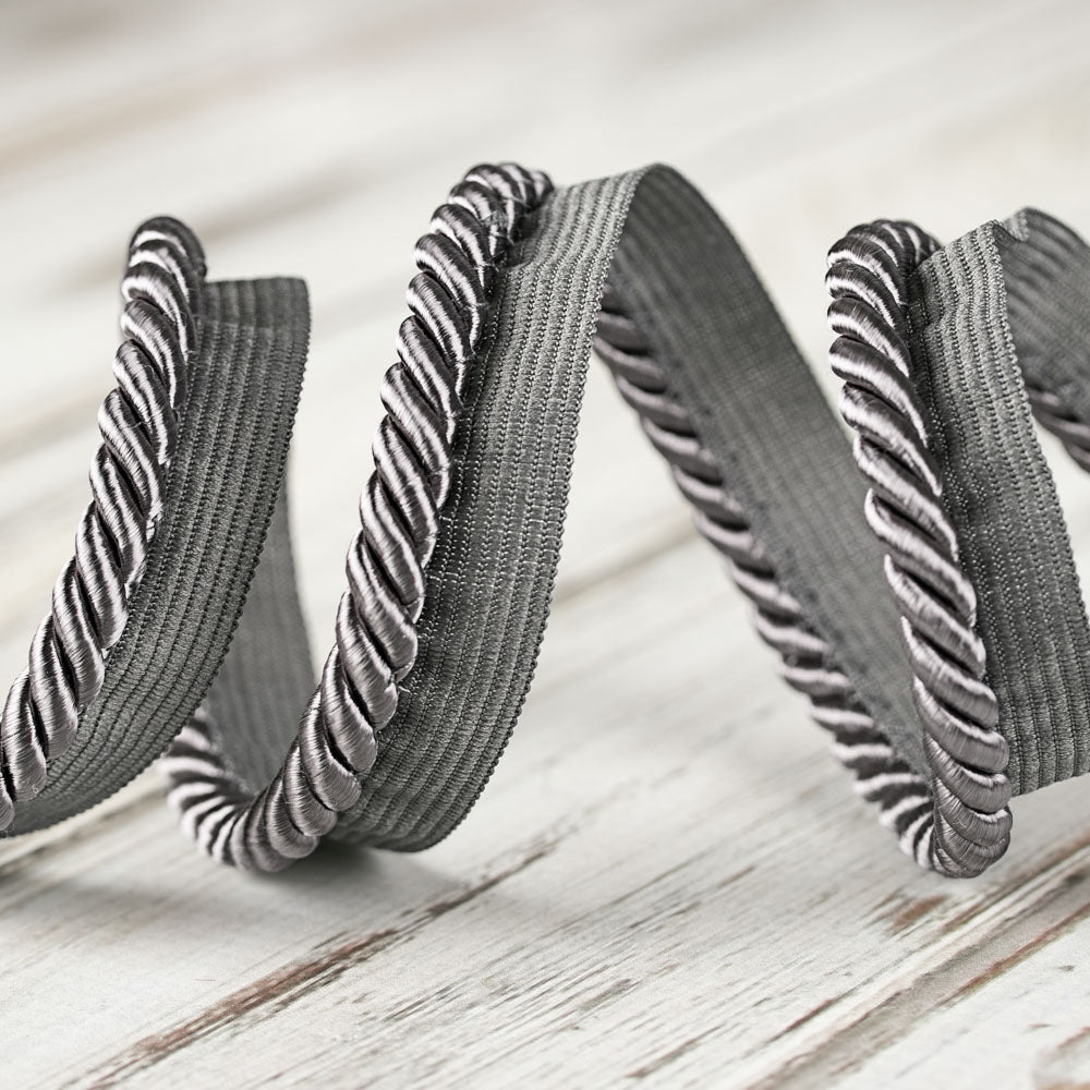 7mm Large Twisted Cord with Lip - Pewter Color Jewelry Making Supplies for Necklaces & Bracelets - DIY Craft Beading Accessories